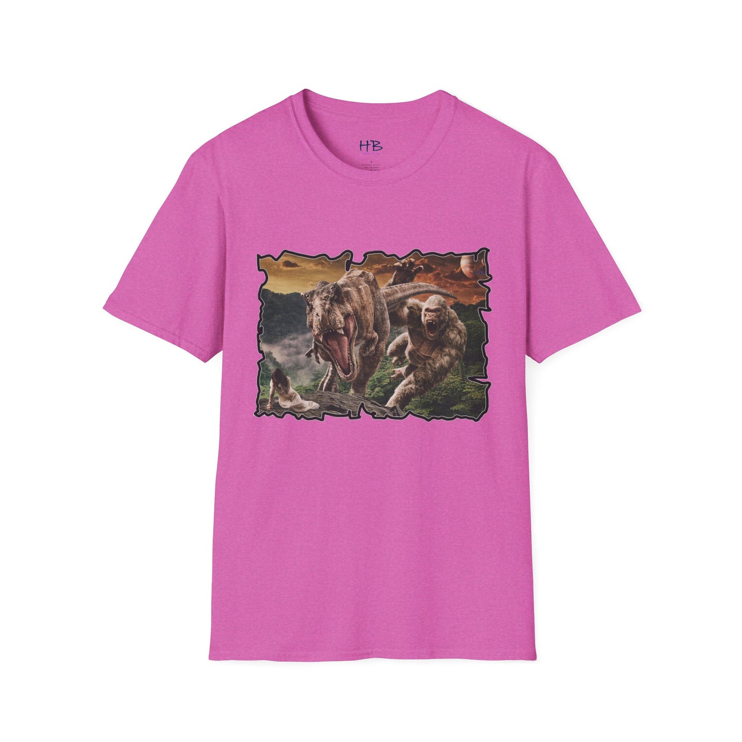 Gorilla vs T-Rex saving woman in distress