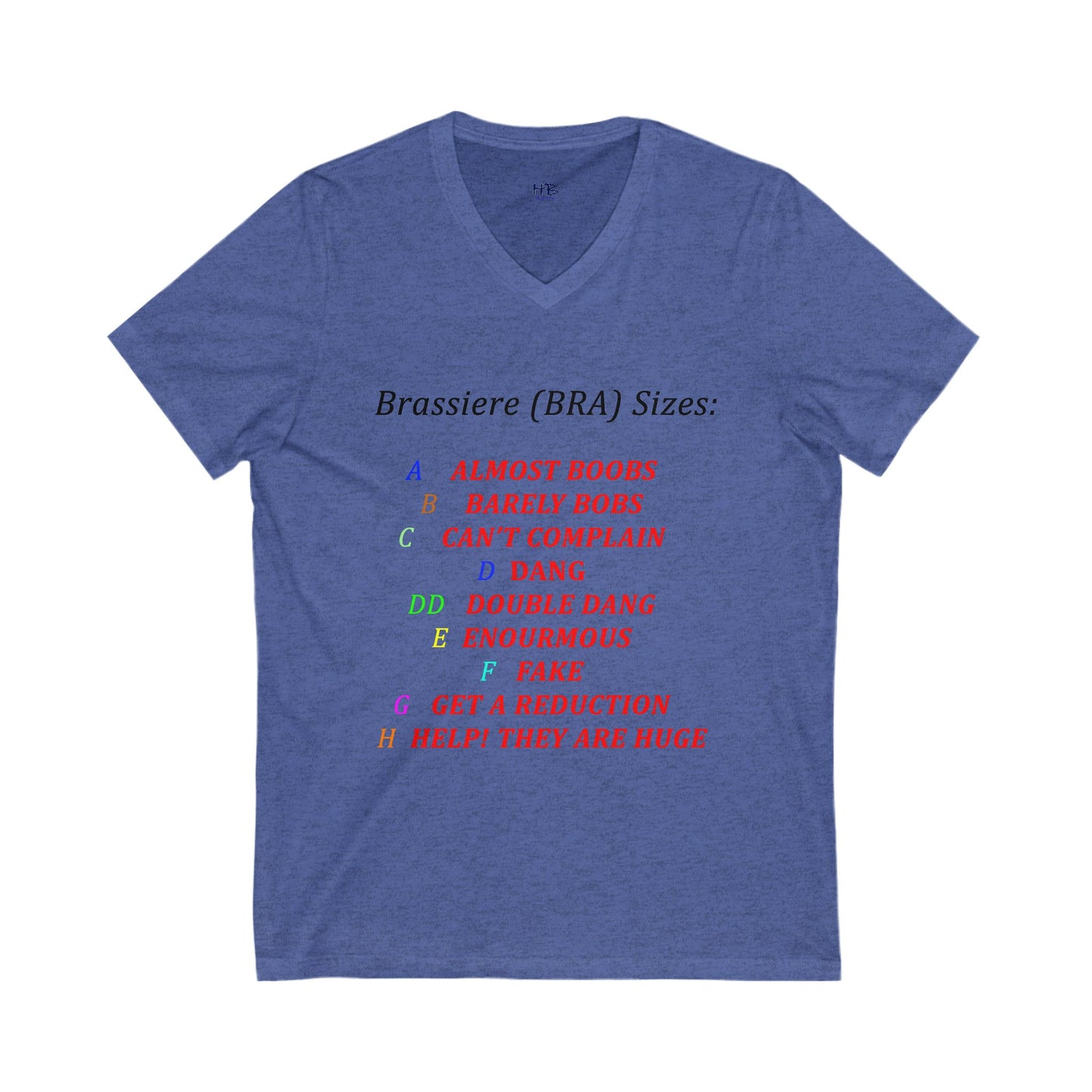 Humorous Bra Sizing Chart (Unisex Jersey Short Sleeve V-neck - Comfortable Everyday Wear)