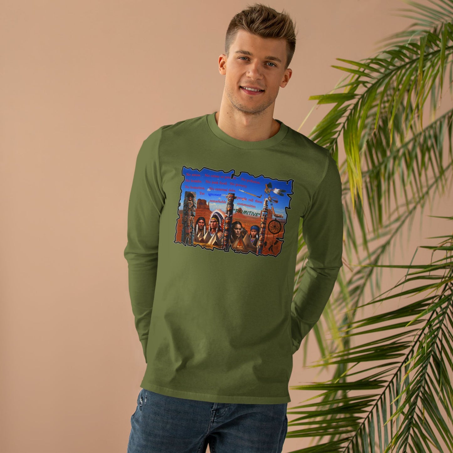 Get Yours Now -- Native Indians (Men's Base Longsleeve Tee - All-Season Wear)