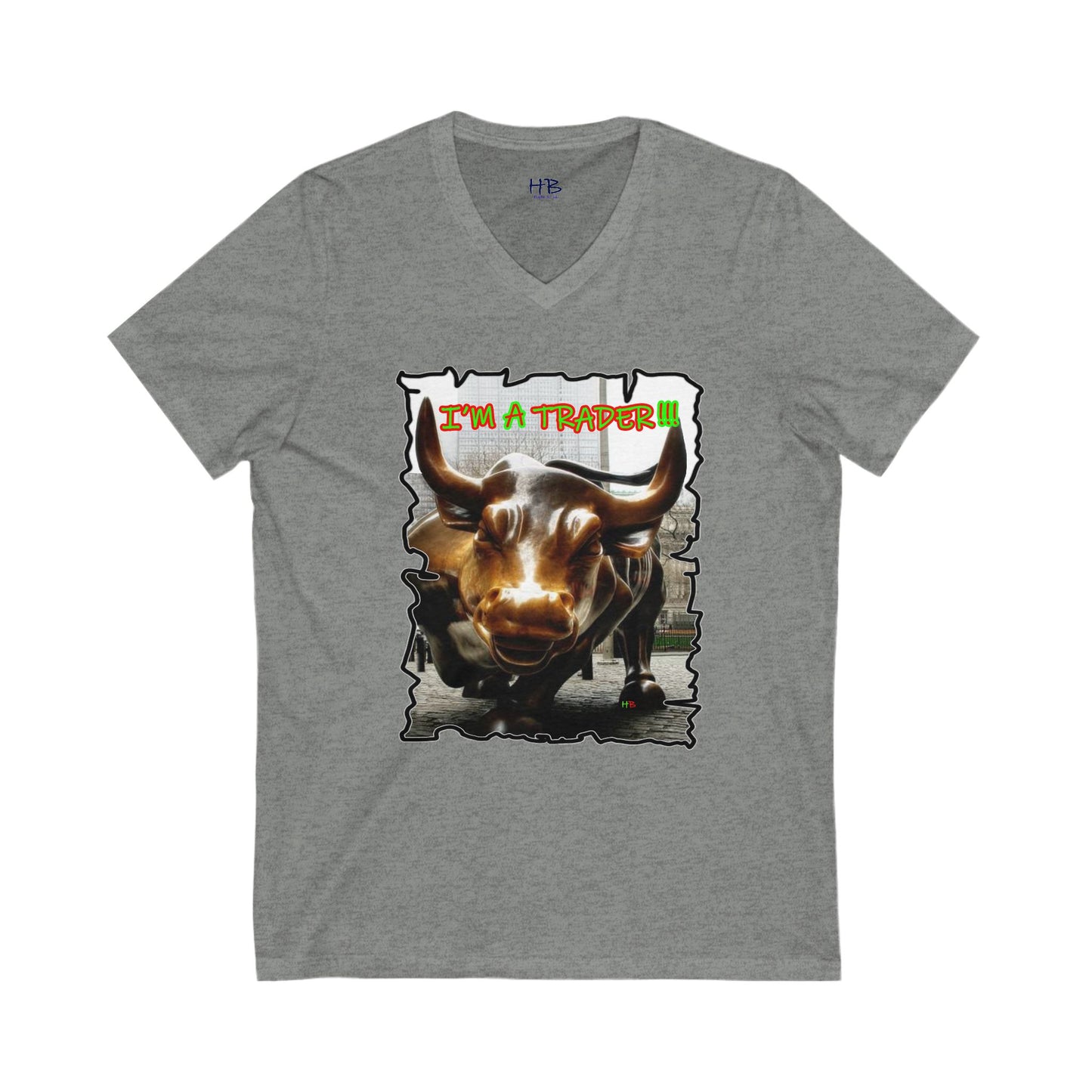 NYSE Wall-Street Bull "I'm a successful trader" (Unisex Jersey Short Sleeve V-neck - Comfortable Everyday Wear)