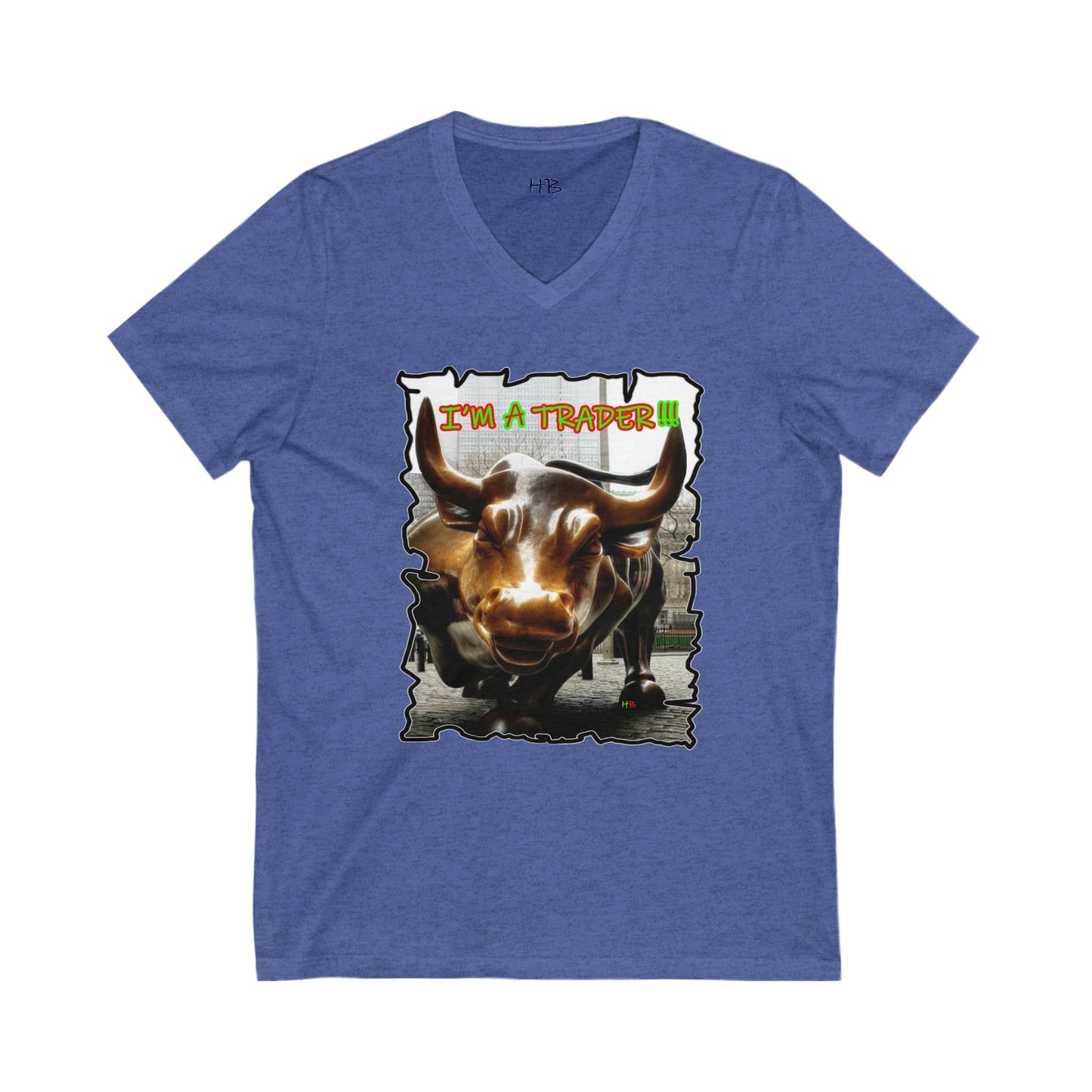 NYSE Wall-Street Bull "I'm a successful trader" (Unisex Jersey Short Sleeve V-neck - Comfortable Everyday Wear)