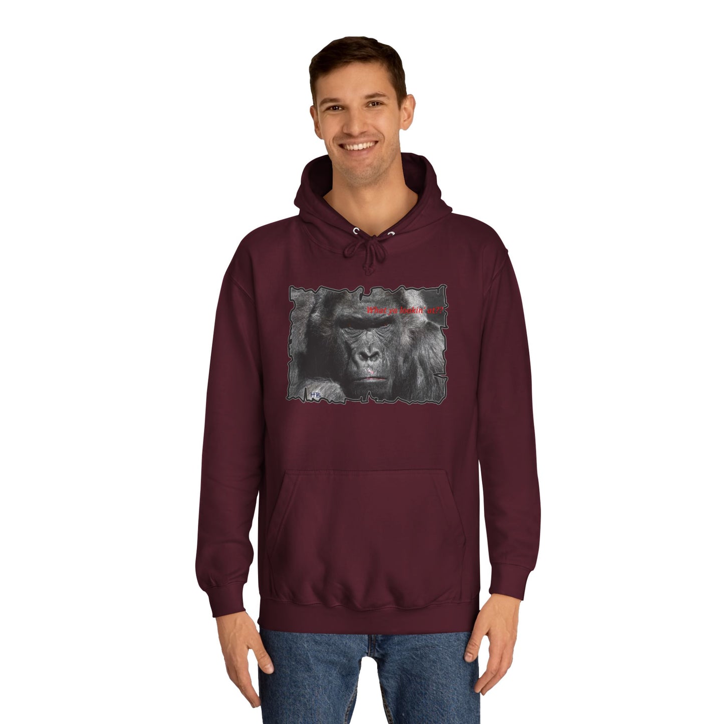 Get Yours Now -- Fearless Fierce Frown and Bold Gorilla Power What ya lookin' at? (Hoodie - Cozy and Durable)