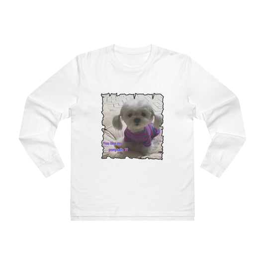 Bichon Maltese extra cute ponytails (Men's Base Longsleeve Tee - All-Season Wear)