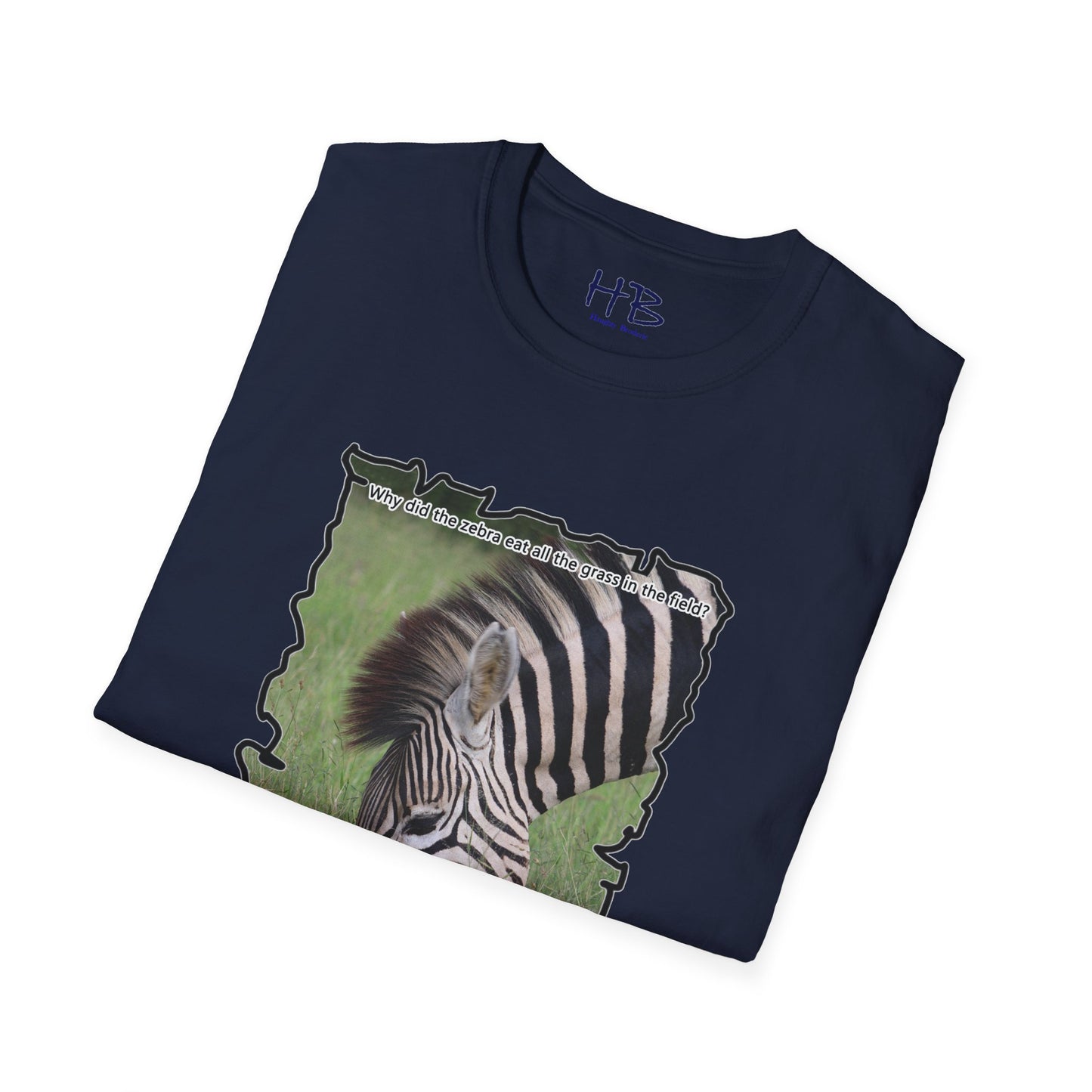Zebra magnificently eating grass with funny joke