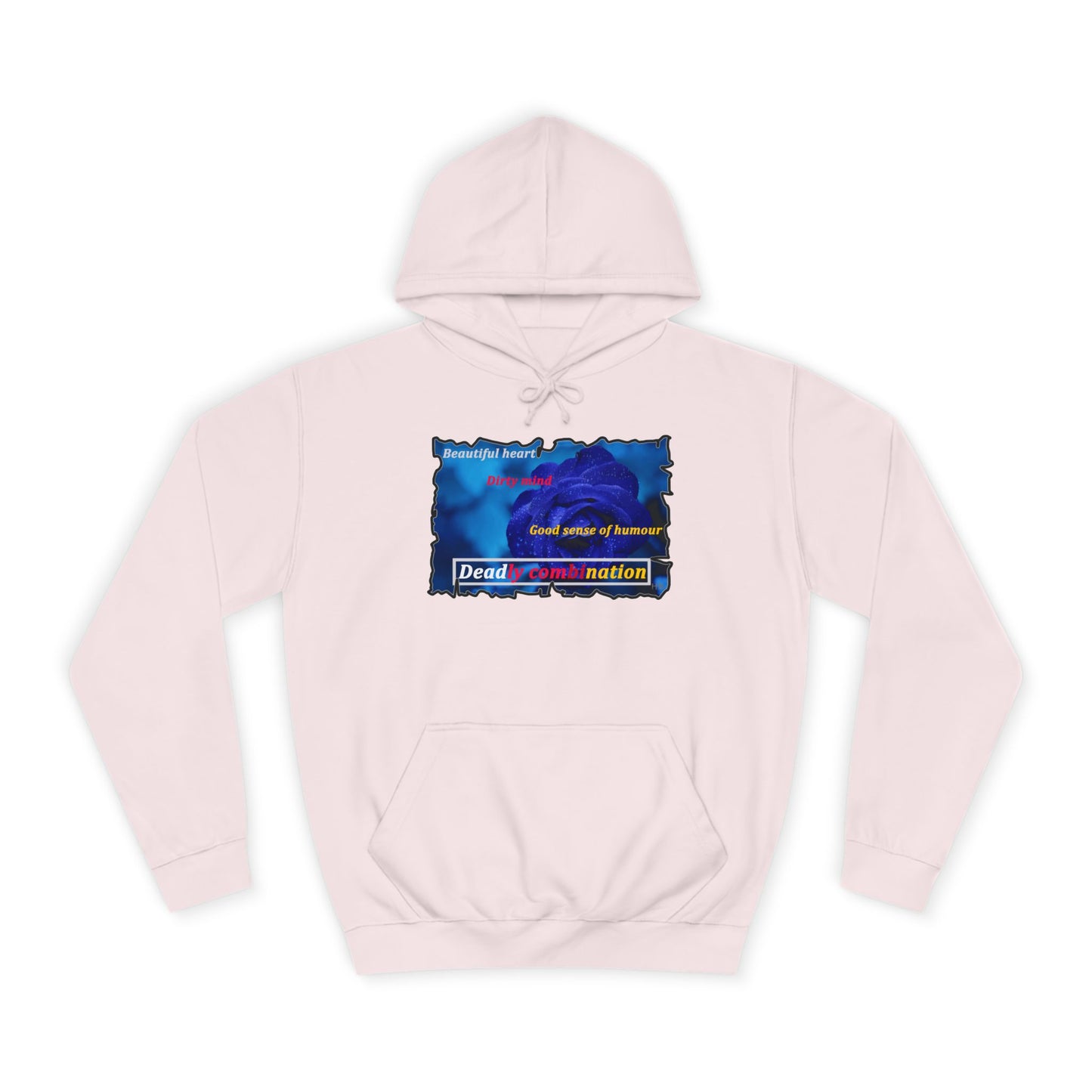 Sophisticated Edge Deadly Combo Elegance meets Attitude using Dark Blue Rose (Hoodie - Cozy and Durable)