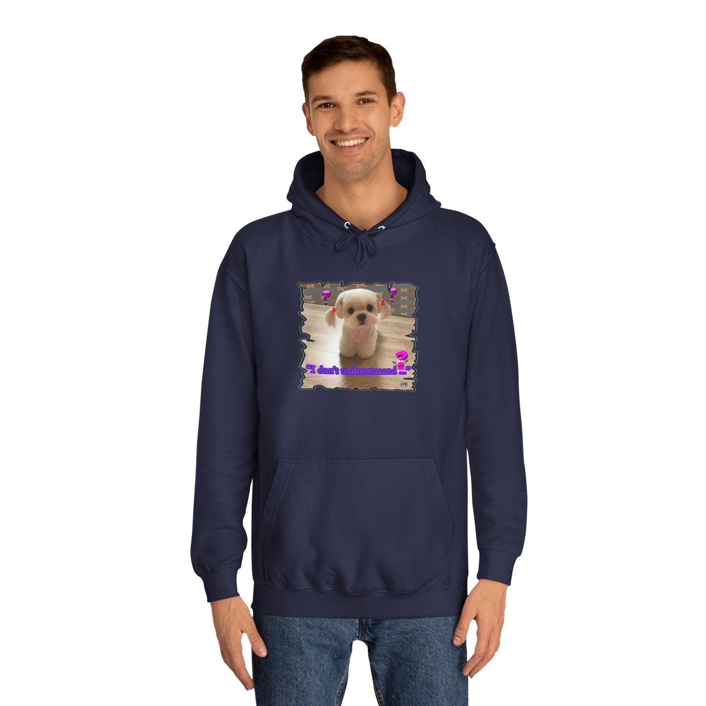 Baby Bichon Maltese with cluelessness innocent look "I don't undoustaaaand" (Hoodie - Cozy and Durable)