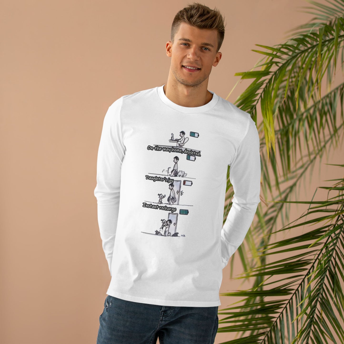 Get Yours Now -- Life's Canvas Daily Energies Unleashed; Day in, Day Out From Office to Home using Threads of Resilience  (Men's Base Longsleeve Tee - All-Season Wear)