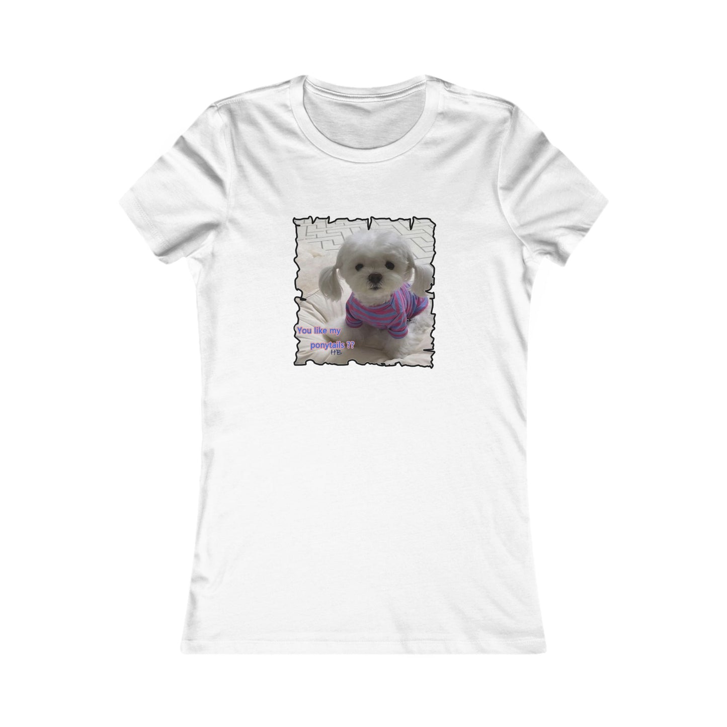 Bichon Maltese extra cute ponytails (Women - Premium Cotton Tee)