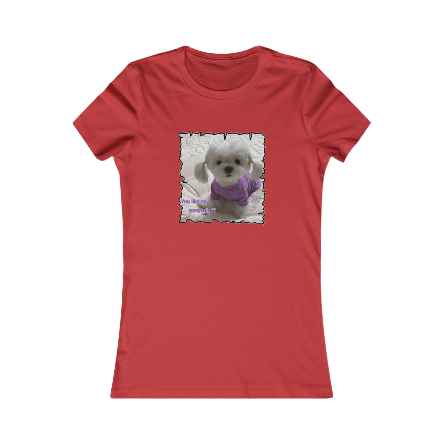 Bichon Maltese extra cute ponytails (Women - Premium Cotton Tee)