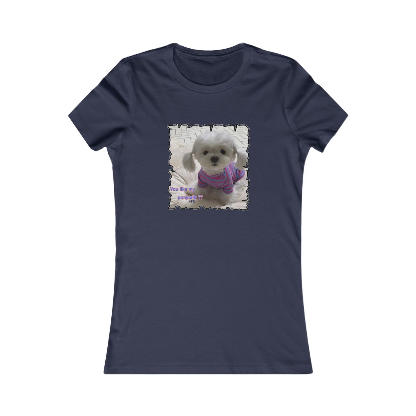 Bichon Maltese extra cute ponytails (Women - Premium Cotton Tee)