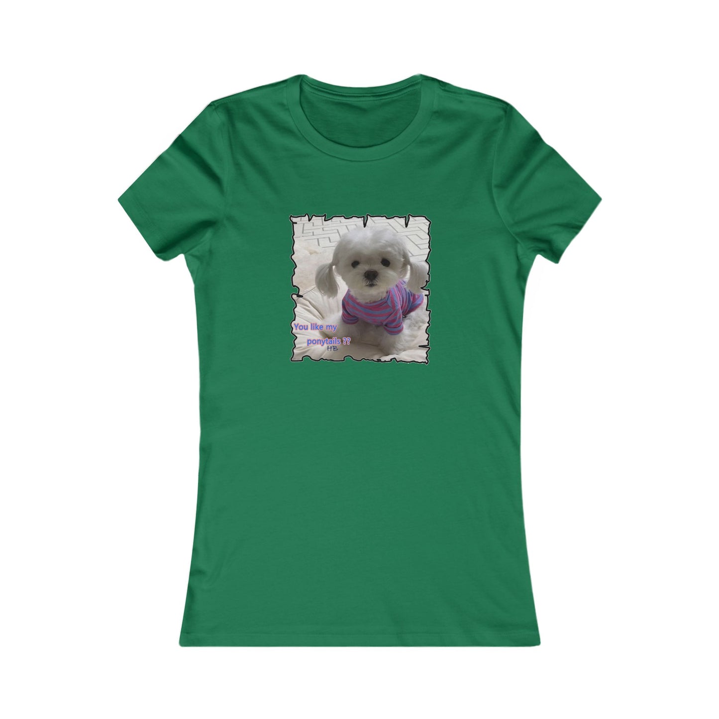 Bichon Maltese extra cute ponytails (Women - Premium Cotton Tee)