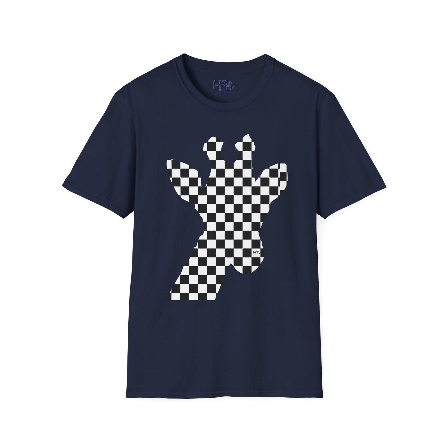 Graceful Heights: The Refined Checkered Giraffe Garment