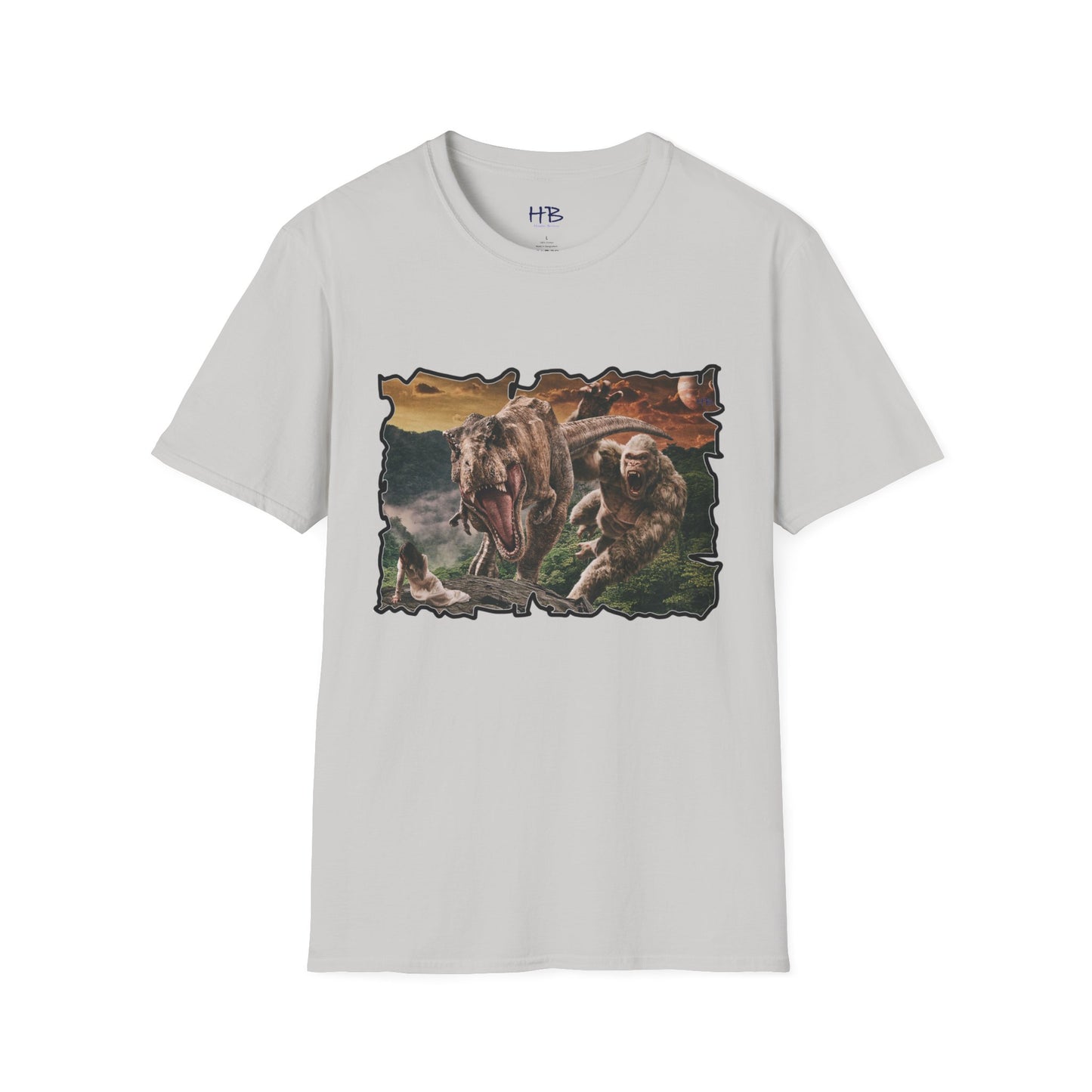 Gorilla vs T-Rex saving woman in distress