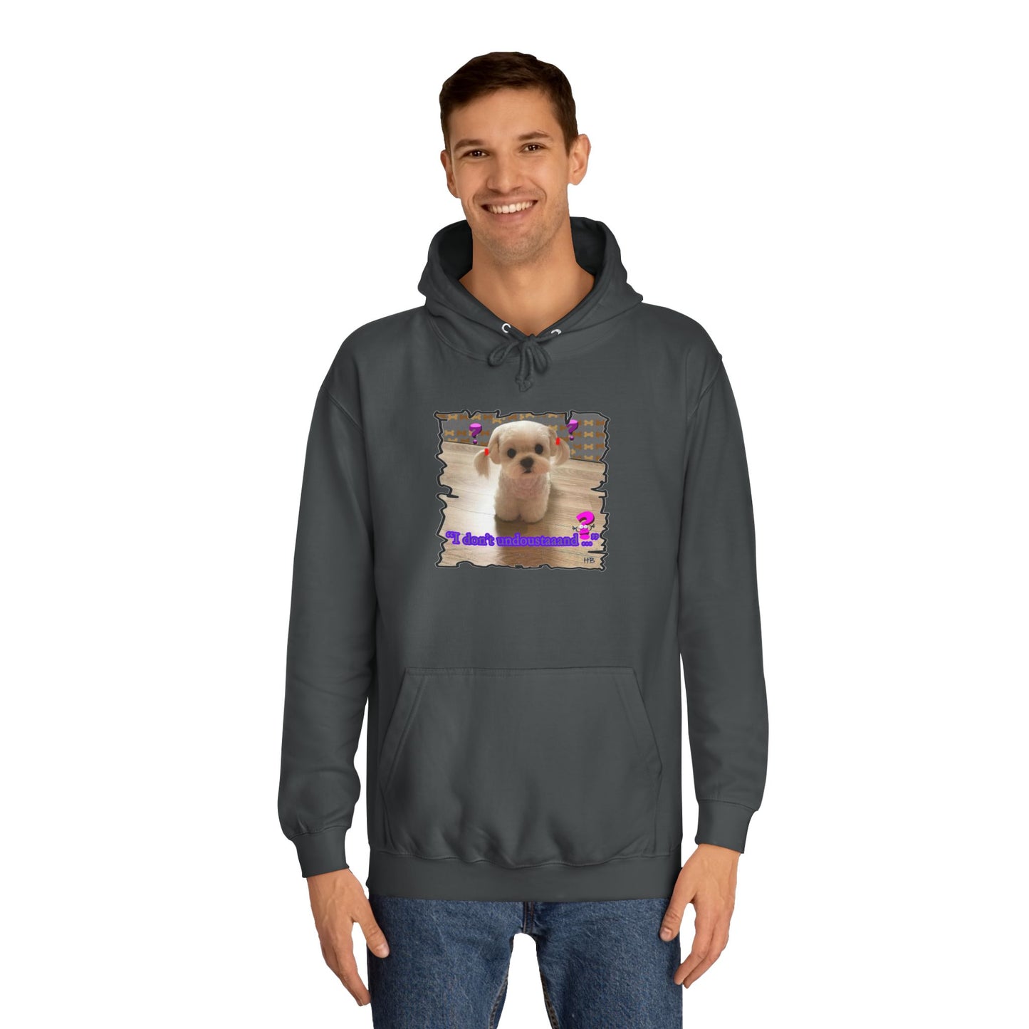 Baby Bichon Maltese with cluelessness innocent look "I don't undoustaaaand" (Hoodie - Cozy and Durable)