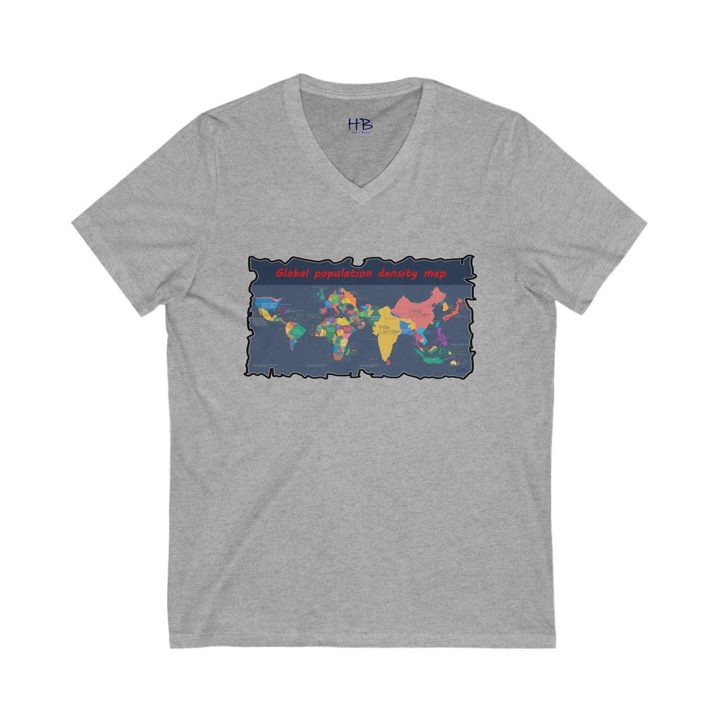 Global density world population (Unisex Jersey Short Sleeve V-neck - Comfortable Everyday Wear)