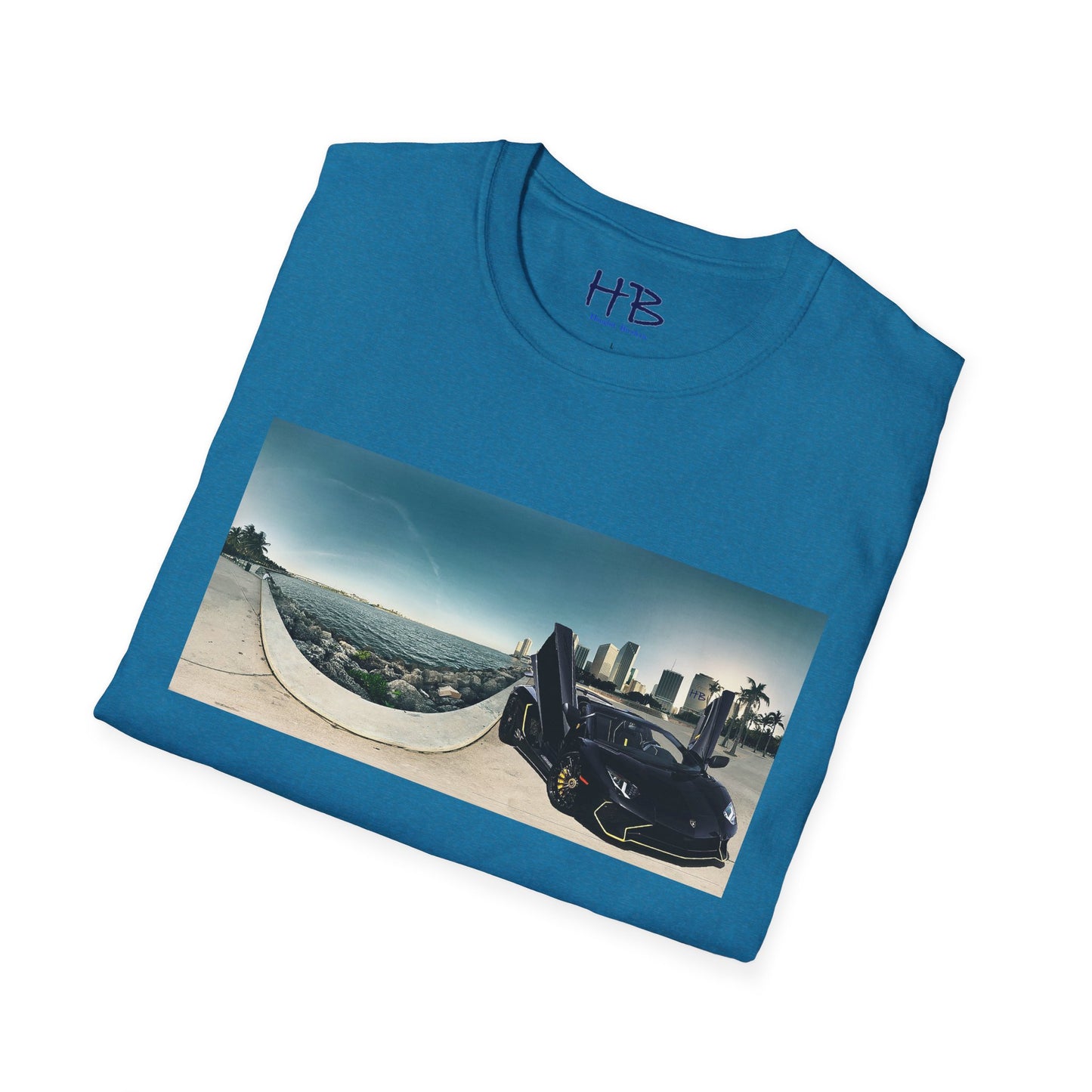 Black Lamborghini Aventador giving back to ocean in downtown