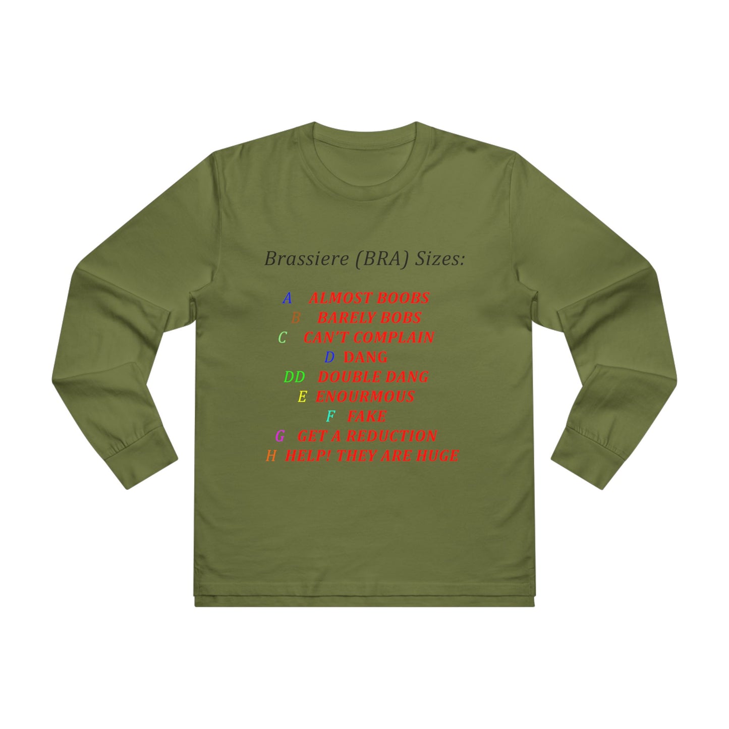 Get Yours Now -- Humorous Bra Sizing Chart (Men's Base Longsleeve Tee - All-Season Wear)