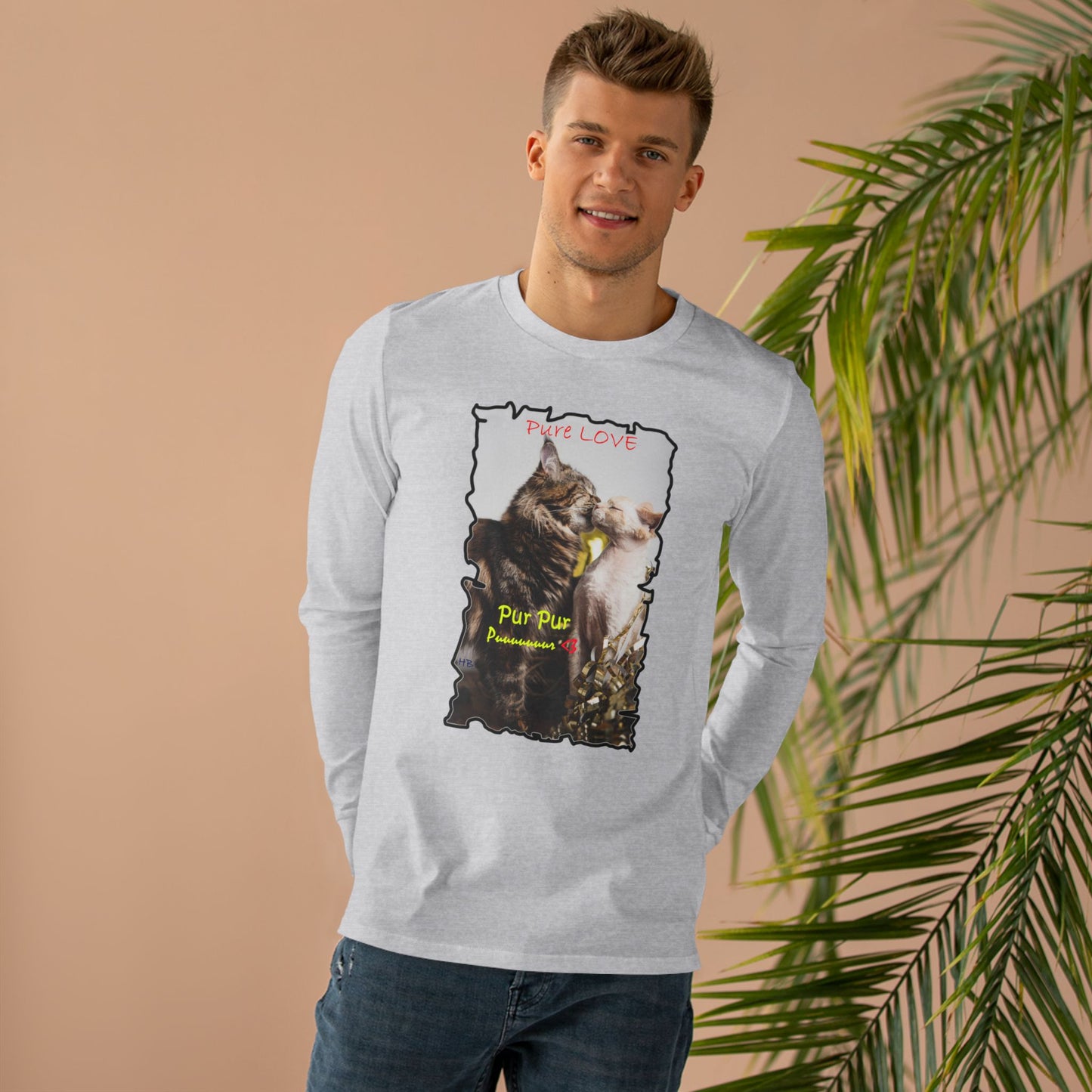 Get Yours Now -- Pure LOVE Cats kissing (Men's Base Longsleeve Tee - All-Season Wear)