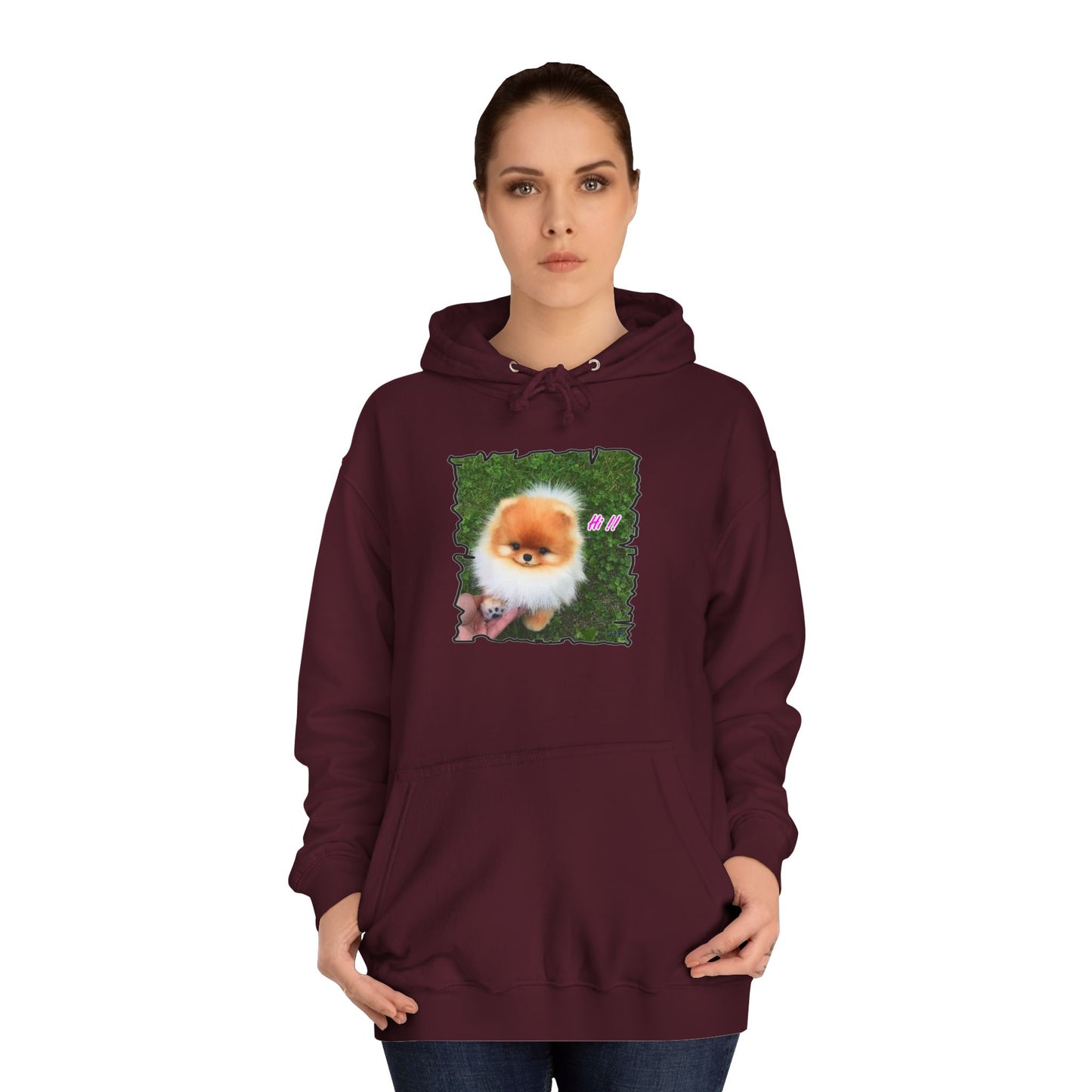 "Hi !!" Tiny adorable Bichon Maltese (Hoodie - Cozy and Durable)