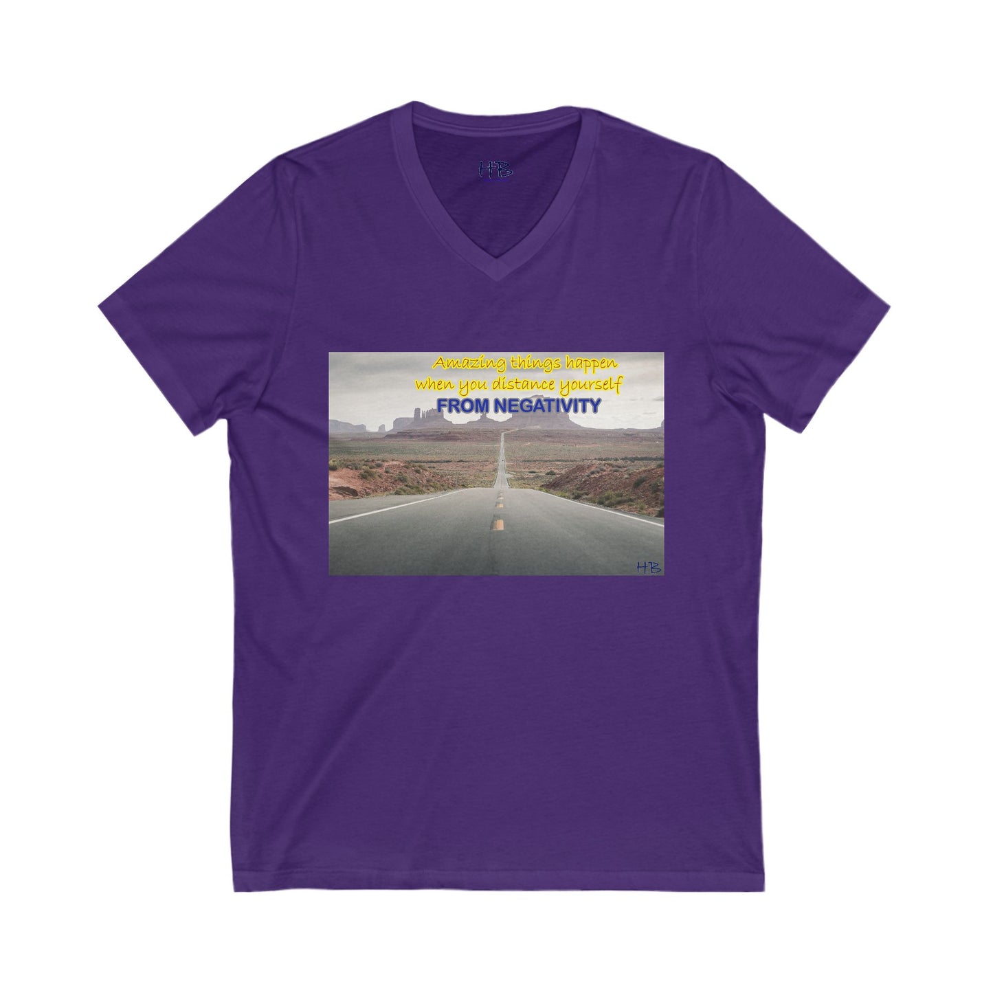 Amazing Things Happen when Distancing from Negativity (Unisex Jersey Short Sleeve V-neck - Comfortable Everyday Wear)