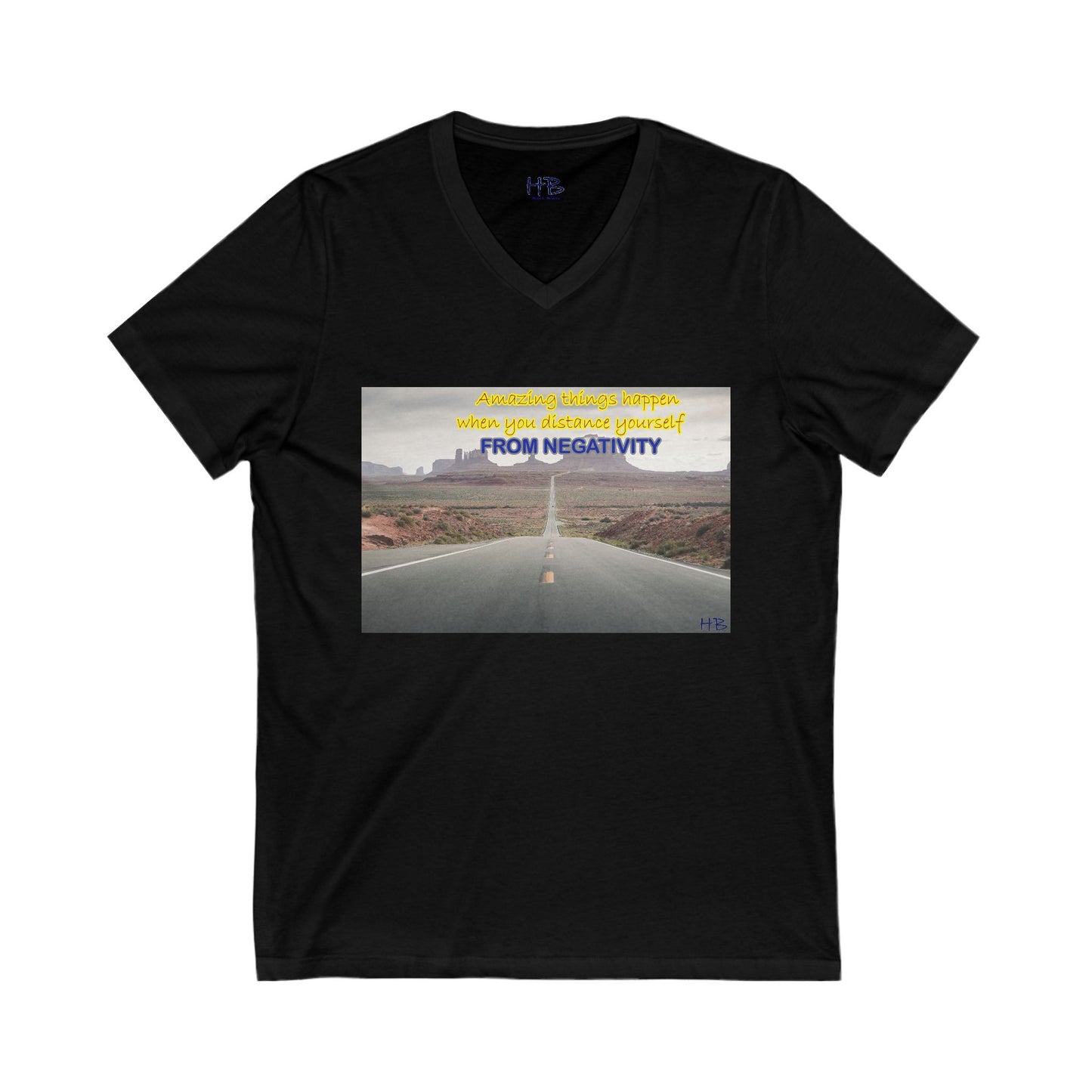 Amazing Things Happen when Distancing from Negativity (Unisex Jersey Short Sleeve V-neck - Comfortable Everyday Wear)