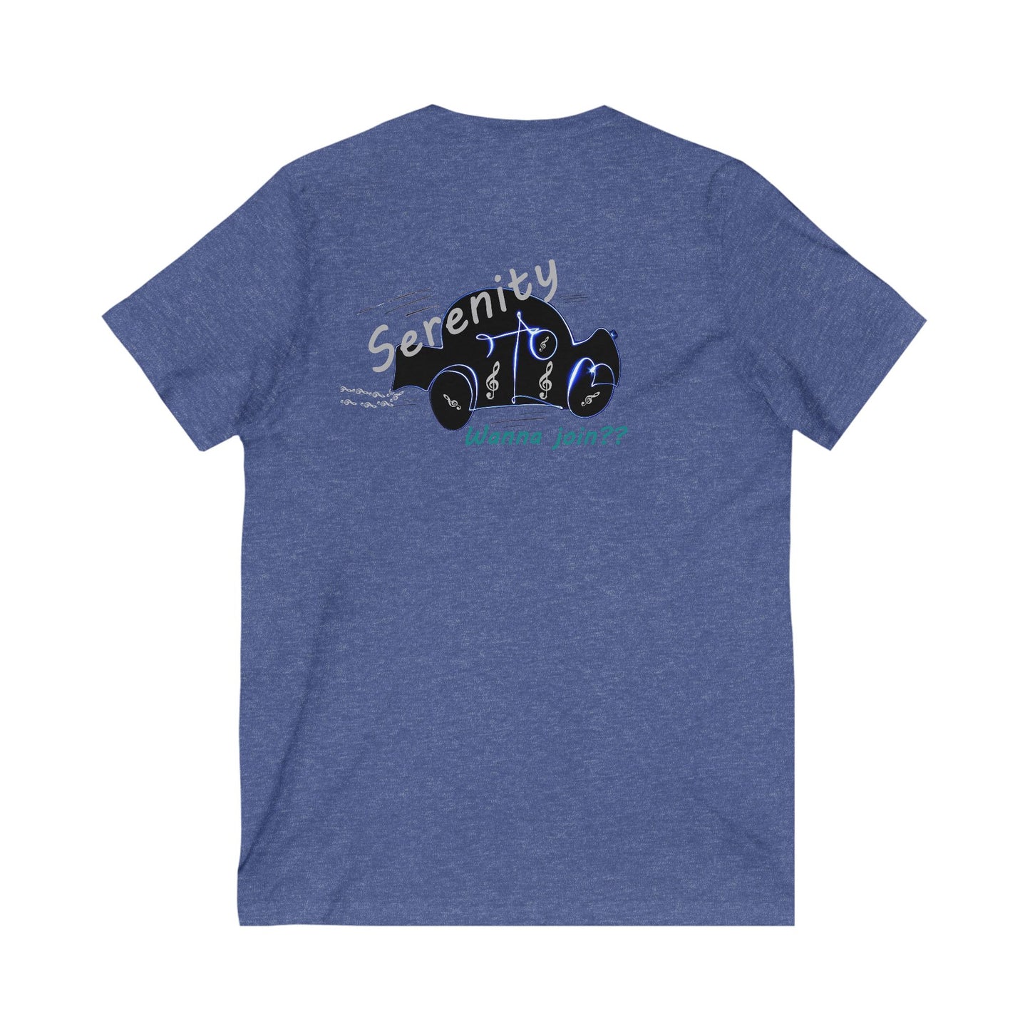 Car rides by yourself with LOUD music is good for the soul. Serenity. WANNA JOIN???  (Unisex Jersey Short Sleeve V-neck - Comfortable Everyday Wear)