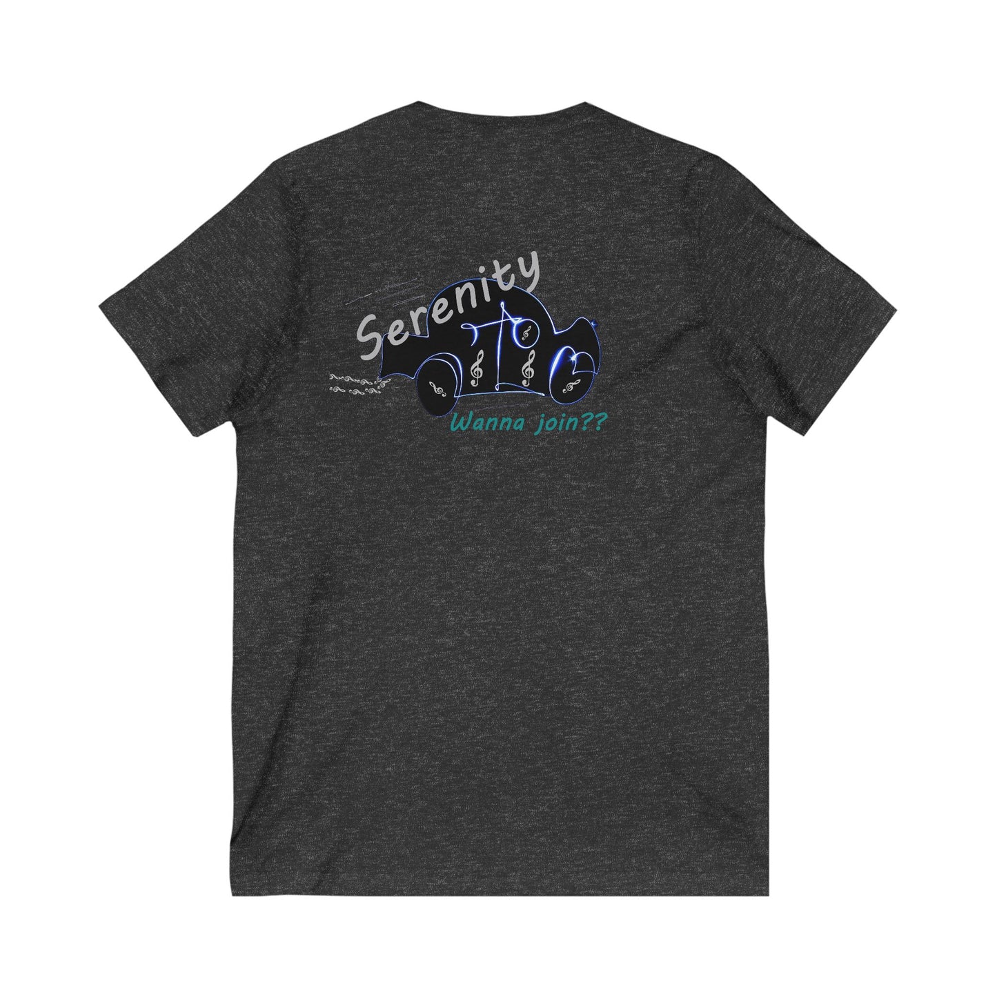 Car rides by yourself with LOUD music is good for the soul. Serenity. WANNA JOIN???  (Unisex Jersey Short Sleeve V-neck - Comfortable Everyday Wear)