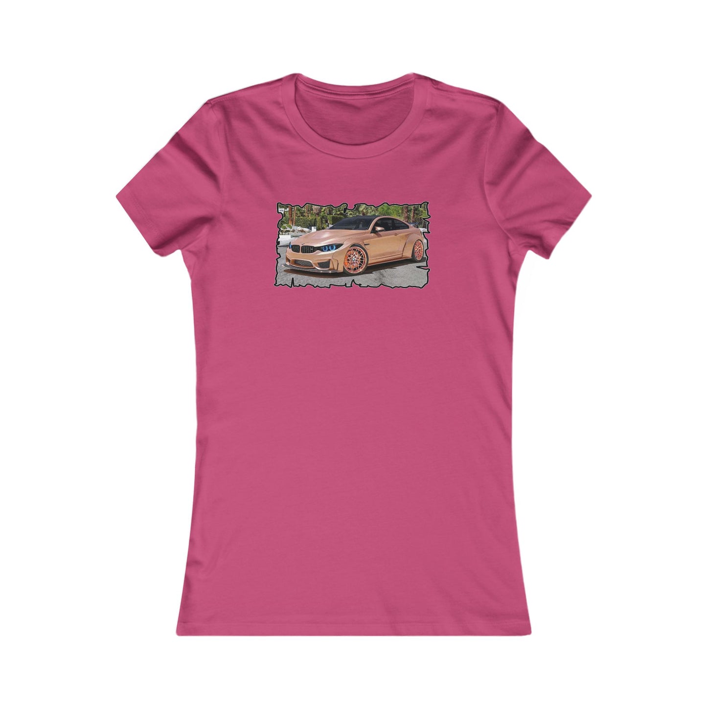 Customized pink BMW M3 (Women - Premium Cotton Tee)