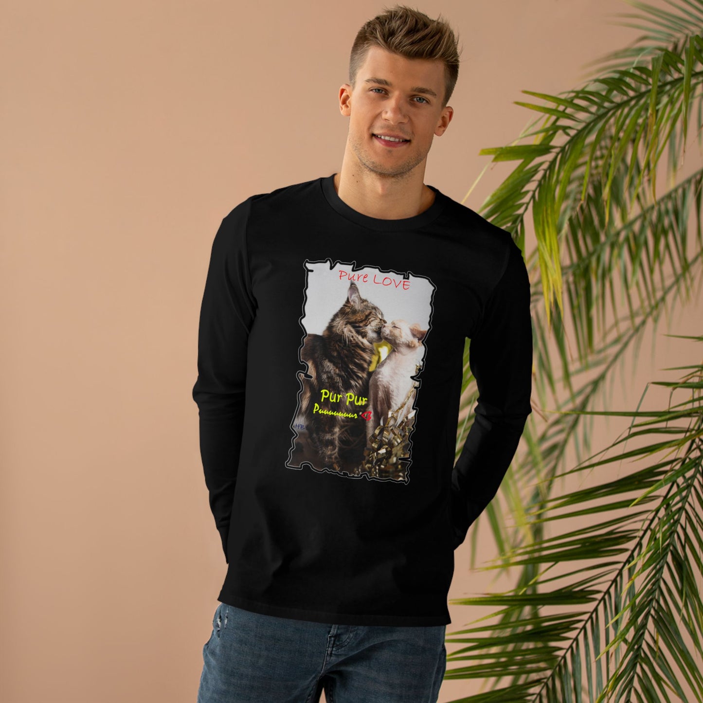 Get Yours Now -- Pure LOVE Cats kissing (Men's Base Longsleeve Tee - All-Season Wear)
