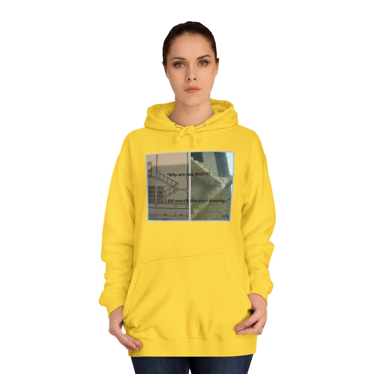 Get Yours Now -- Comical Architectural Irony Stairs Sketch (Hoodie - Cozy and Durable)