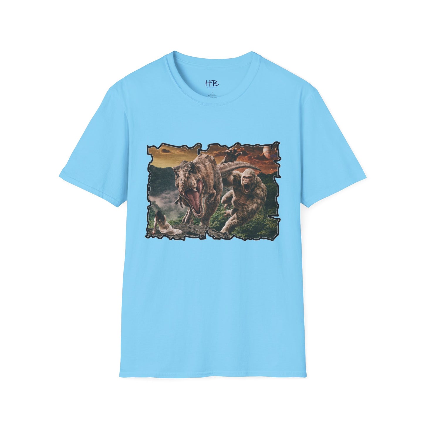 Gorilla vs T-Rex saving woman in distress