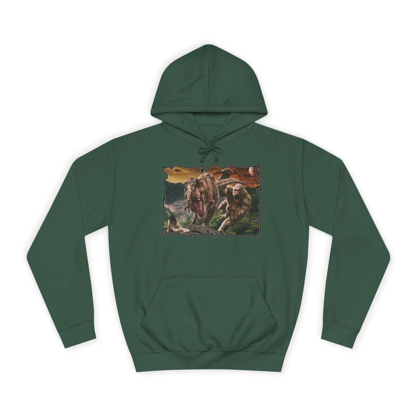 Get Yours Now -- Gorilla vs T-Rex saving woman in distress  (Hoodie - Cozy and Durable)