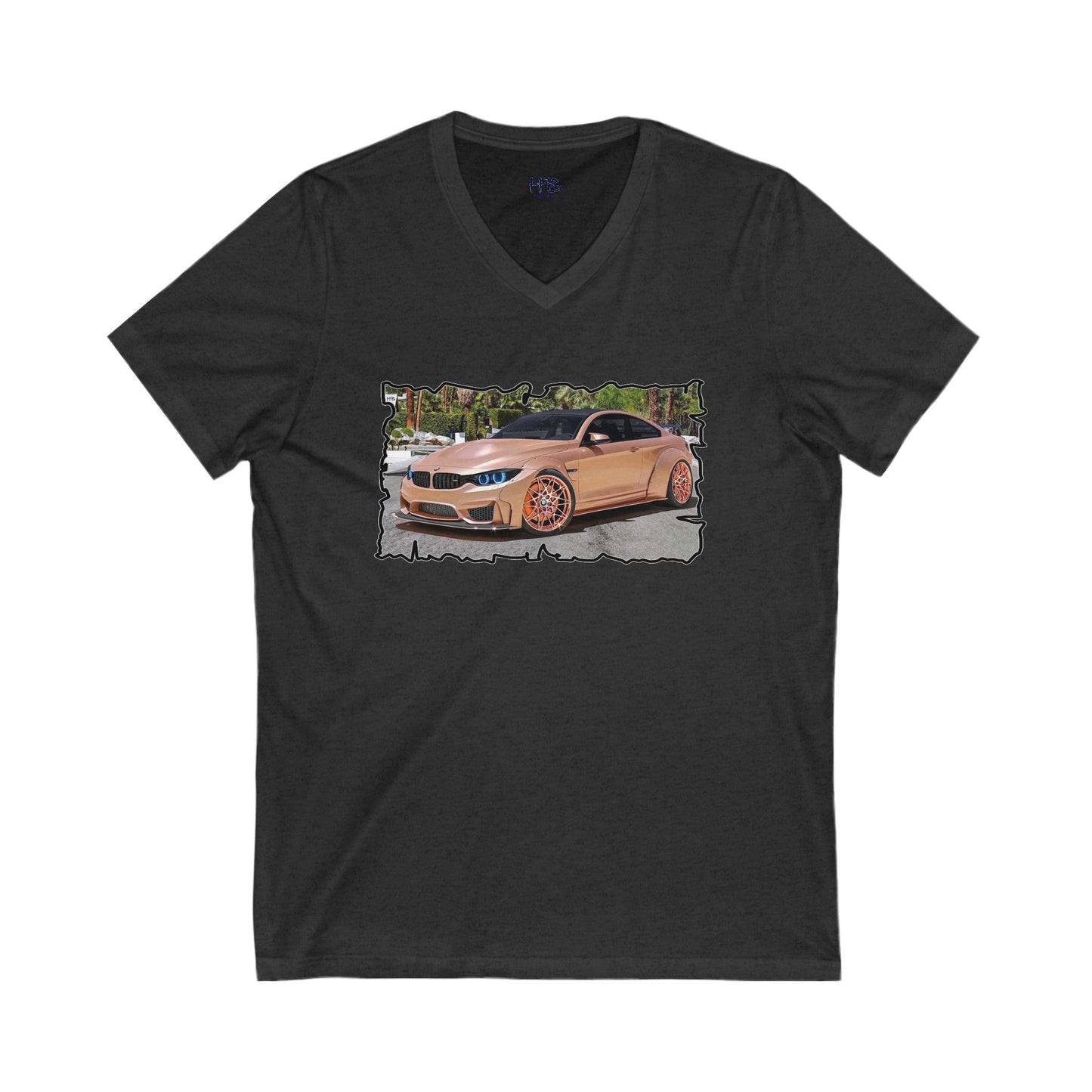 Customized pink BMW M3 (Unisex Jersey Short Sleeve V-neck - Comfortable Everyday Wear)