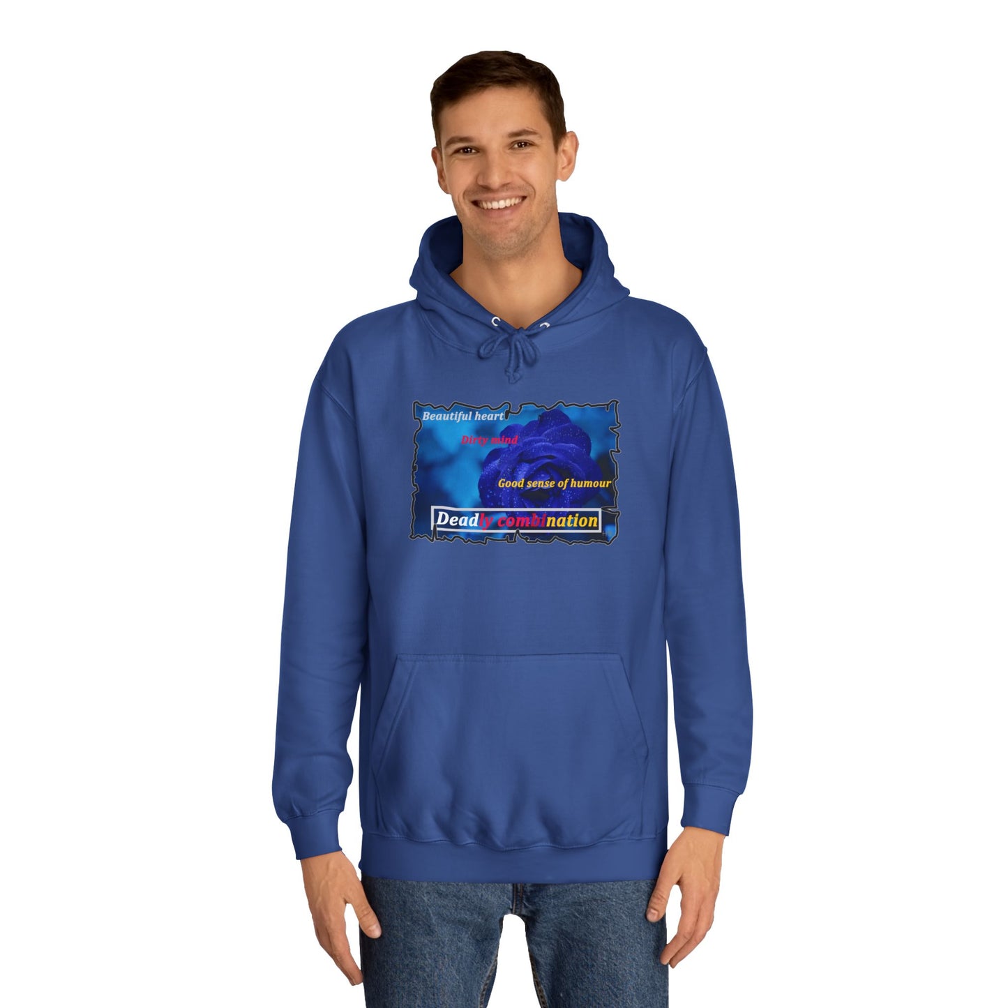 Sophisticated Edge Deadly Combo Elegance meets Attitude using Dark Blue Rose (Hoodie - Cozy and Durable)