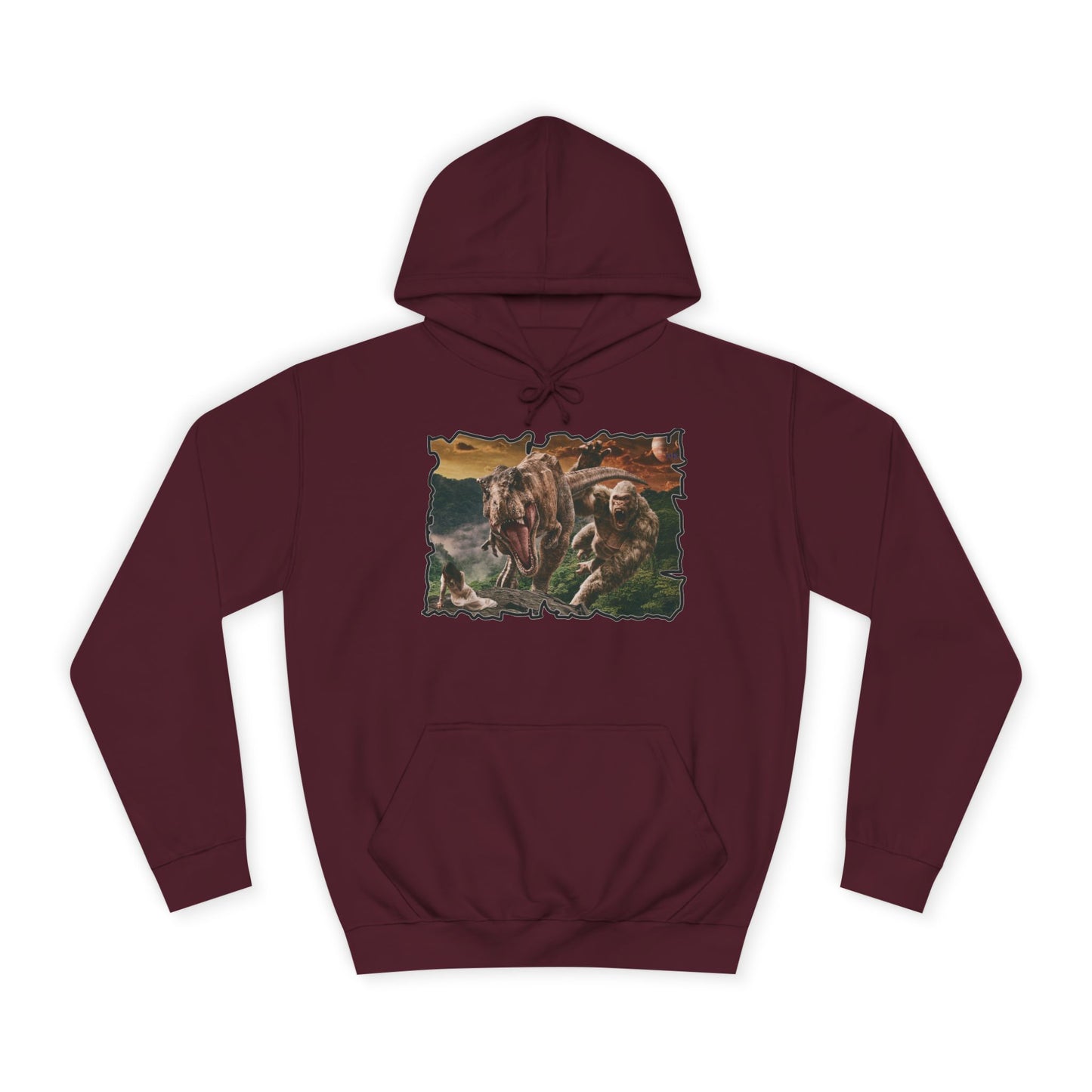 Get Yours Now -- Gorilla vs T-Rex saving woman in distress  (Hoodie - Cozy and Durable)