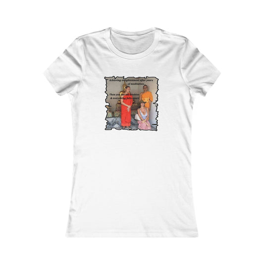 Cheeky Buddhist Humorous Meditation Temptation and Enlightenment (Women - Premium Cotton Tee)