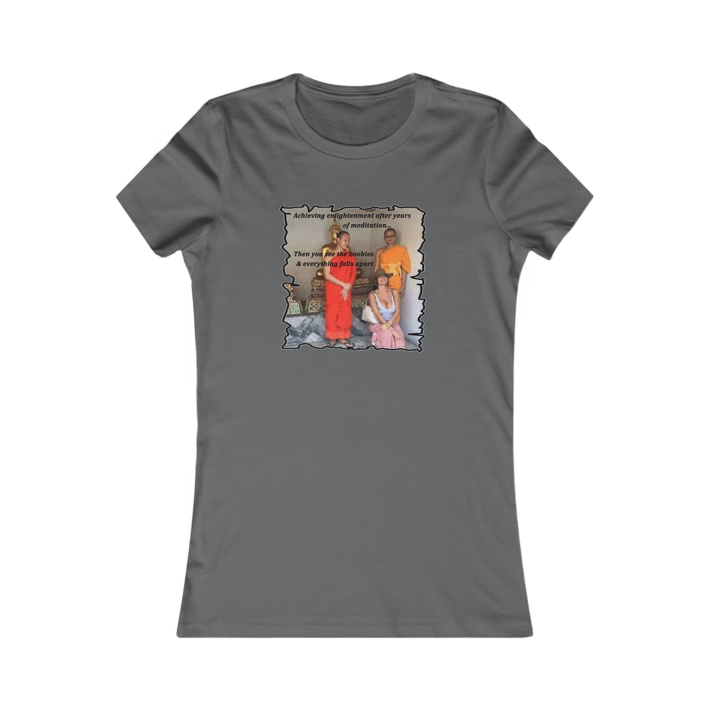 Cheeky Buddhist Humorous Meditation Temptation and Enlightenment (Women - Premium Cotton Tee)