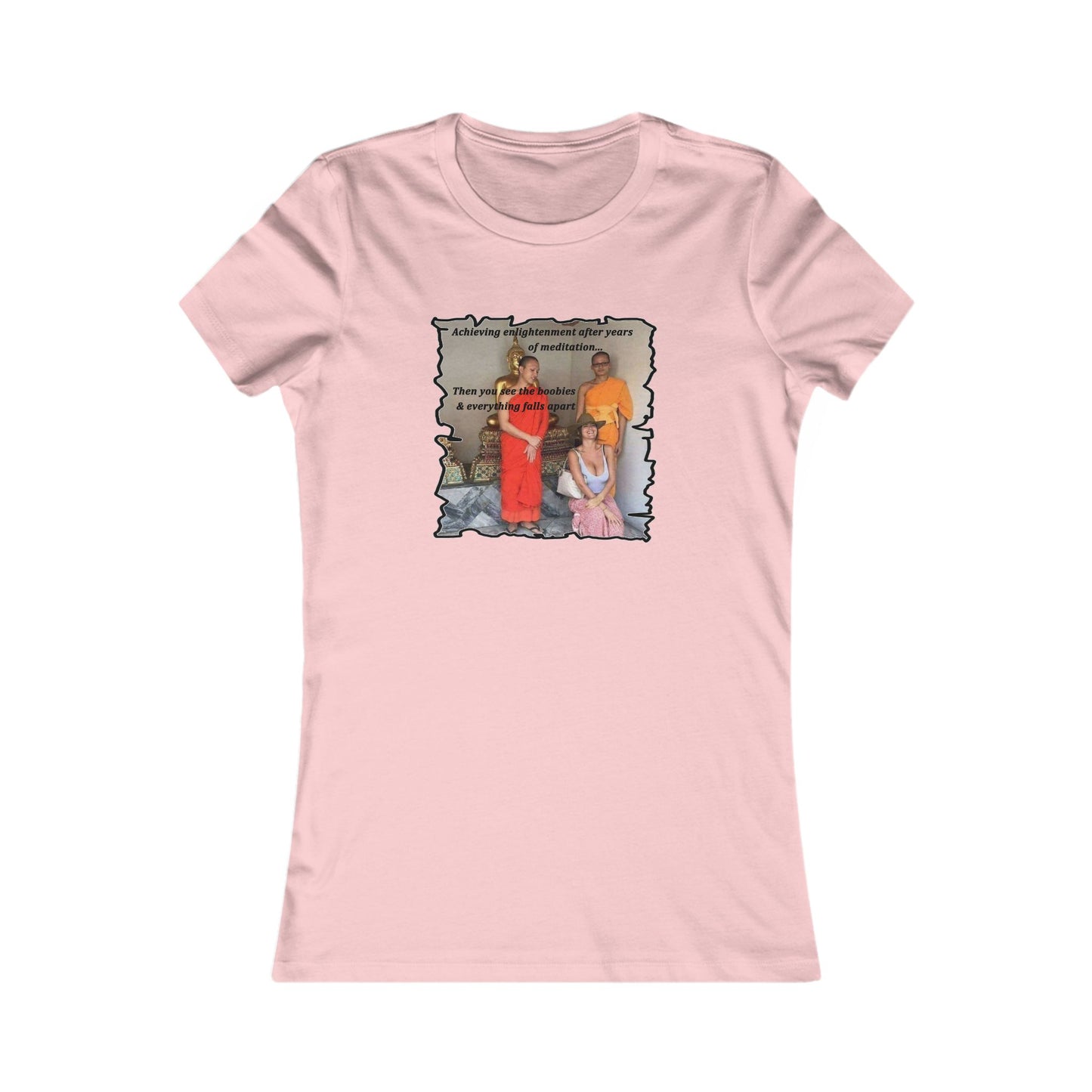 Cheeky Buddhist Humorous Meditation Temptation and Enlightenment (Women - Premium Cotton Tee)