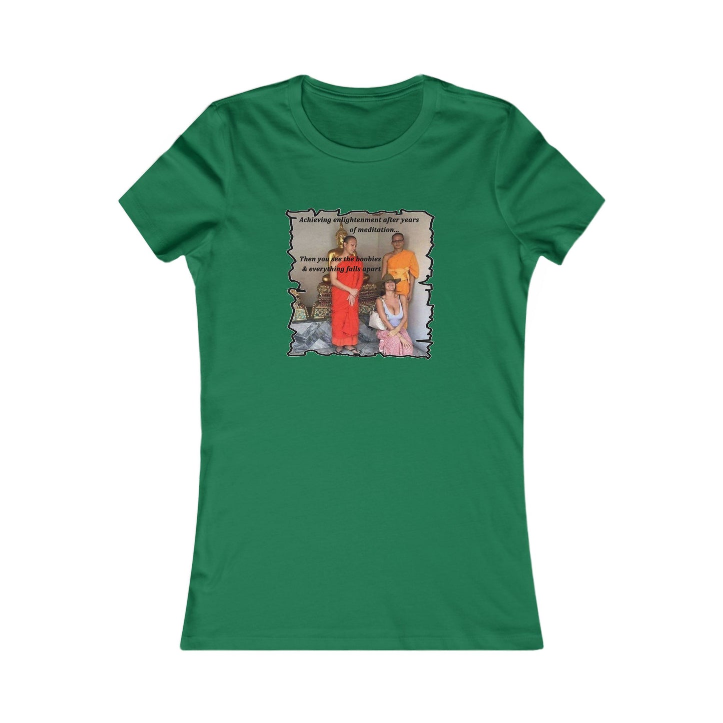 Cheeky Buddhist Humorous Meditation Temptation and Enlightenment (Women - Premium Cotton Tee)