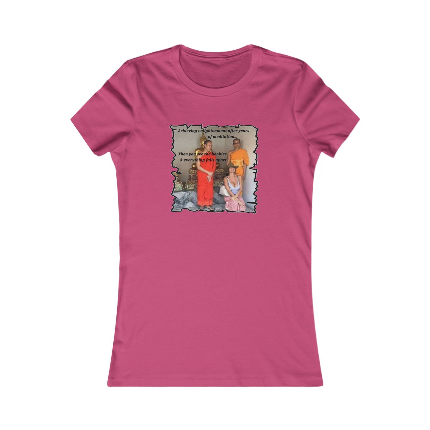 Cheeky Buddhist Humorous Meditation Temptation and Enlightenment (Women - Premium Cotton Tee)