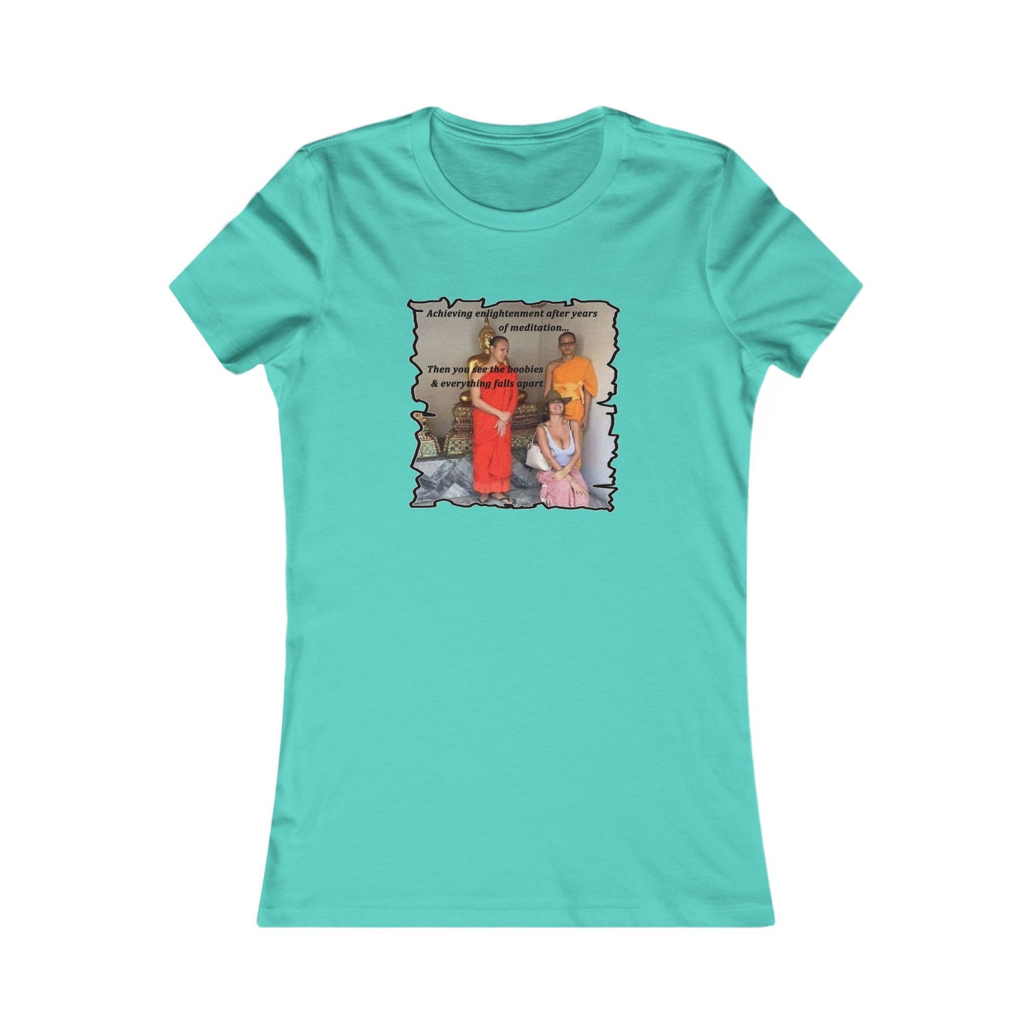 Cheeky Buddhist Humorous Meditation Temptation and Enlightenment (Women - Premium Cotton Tee)