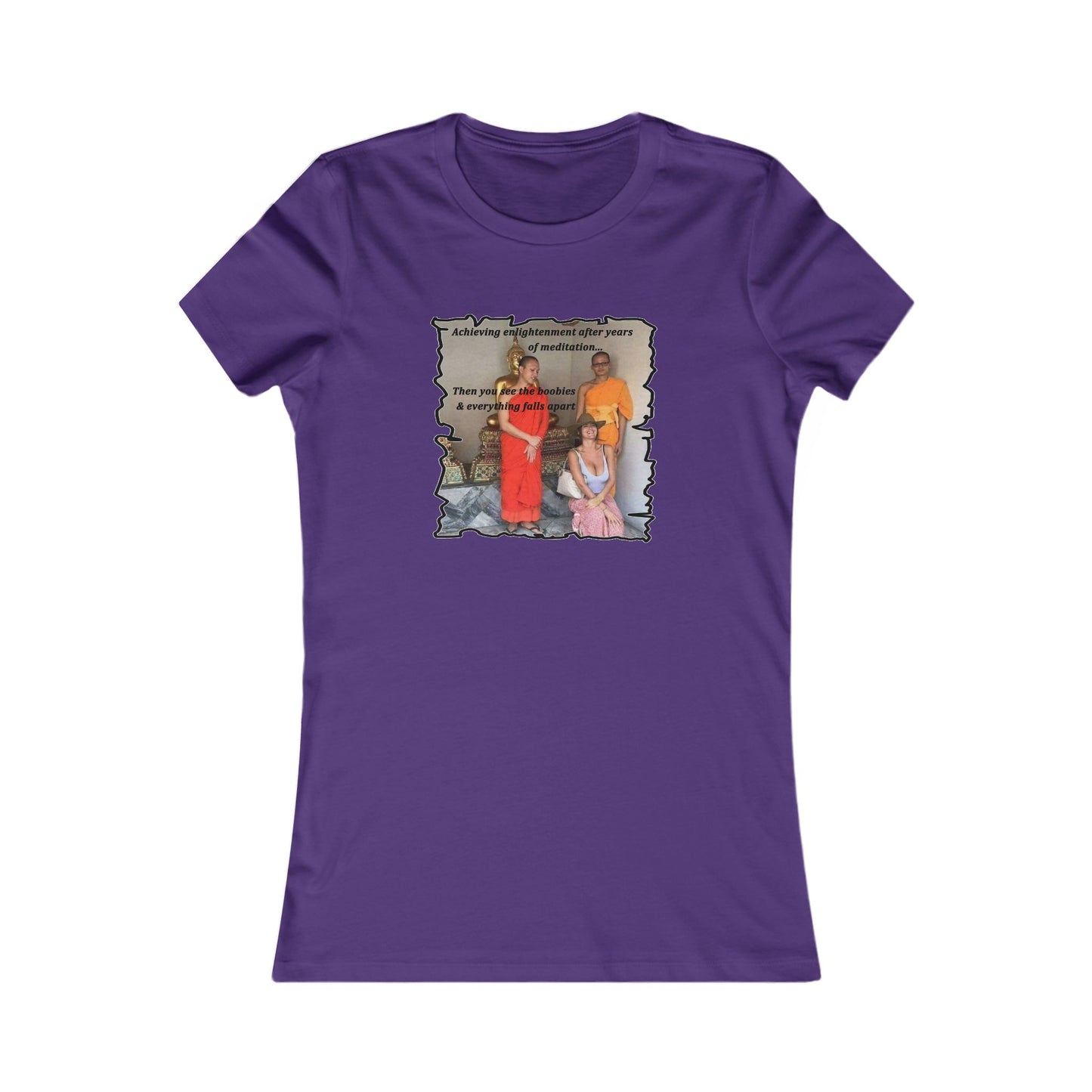 Cheeky Buddhist Humorous Meditation Temptation and Enlightenment (Women - Premium Cotton Tee)