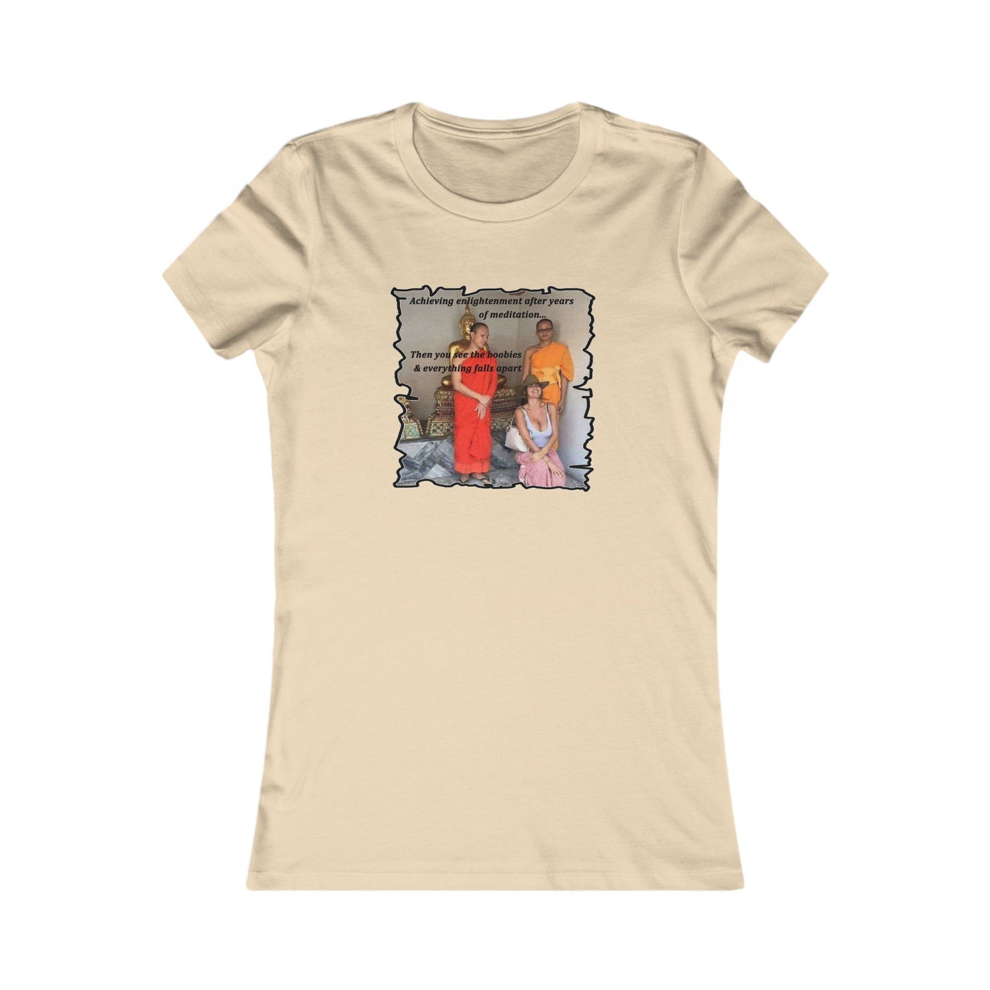 Cheeky Buddhist Humorous Meditation Temptation and Enlightenment (Women - Premium Cotton Tee)