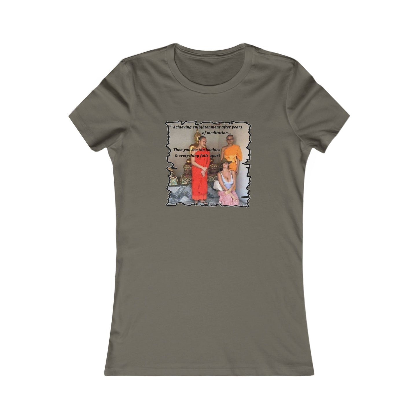 Cheeky Buddhist Humorous Meditation Temptation and Enlightenment (Women - Premium Cotton Tee)