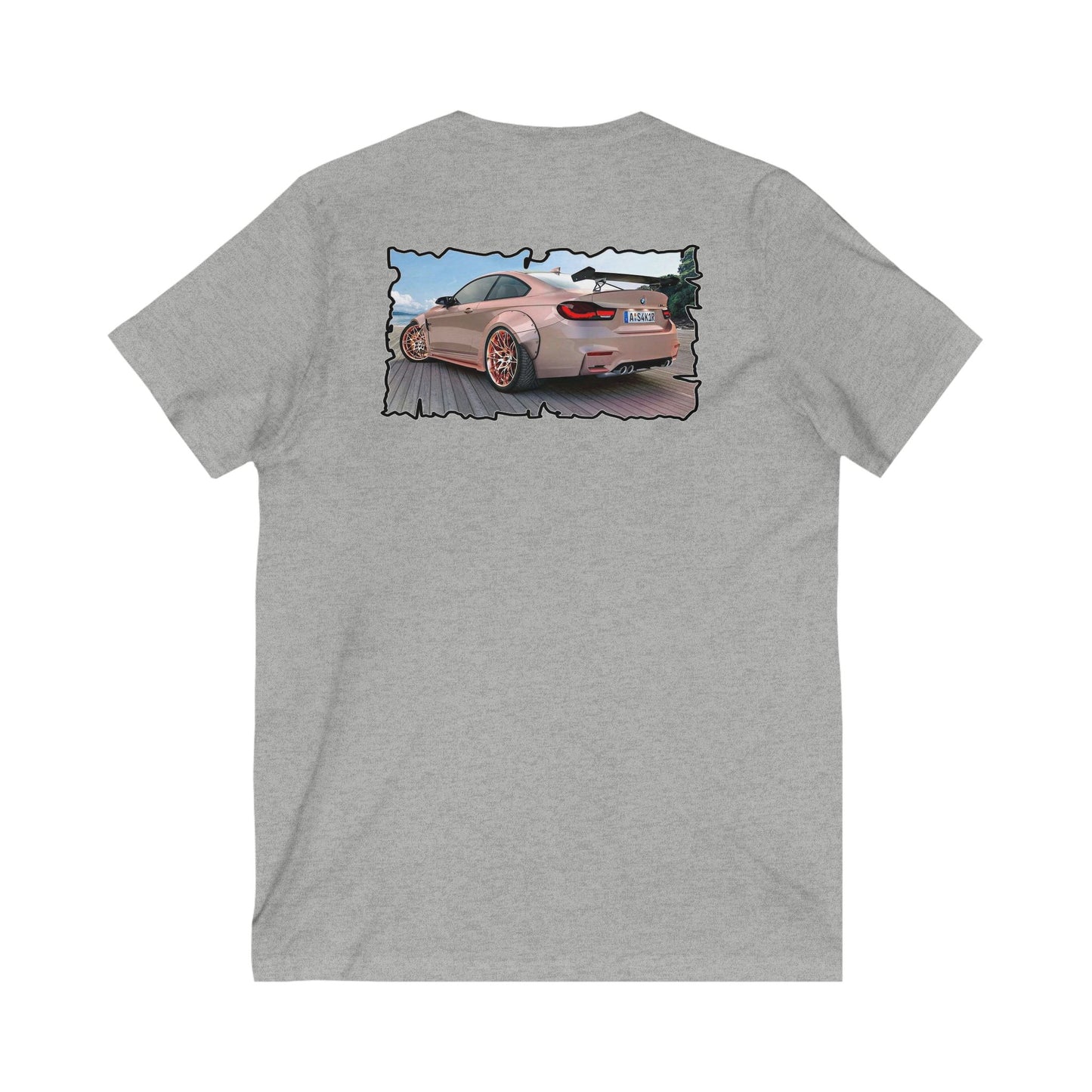 Customized pink BMW M3 (Unisex Jersey Short Sleeve V-neck - Comfortable Everyday Wear)