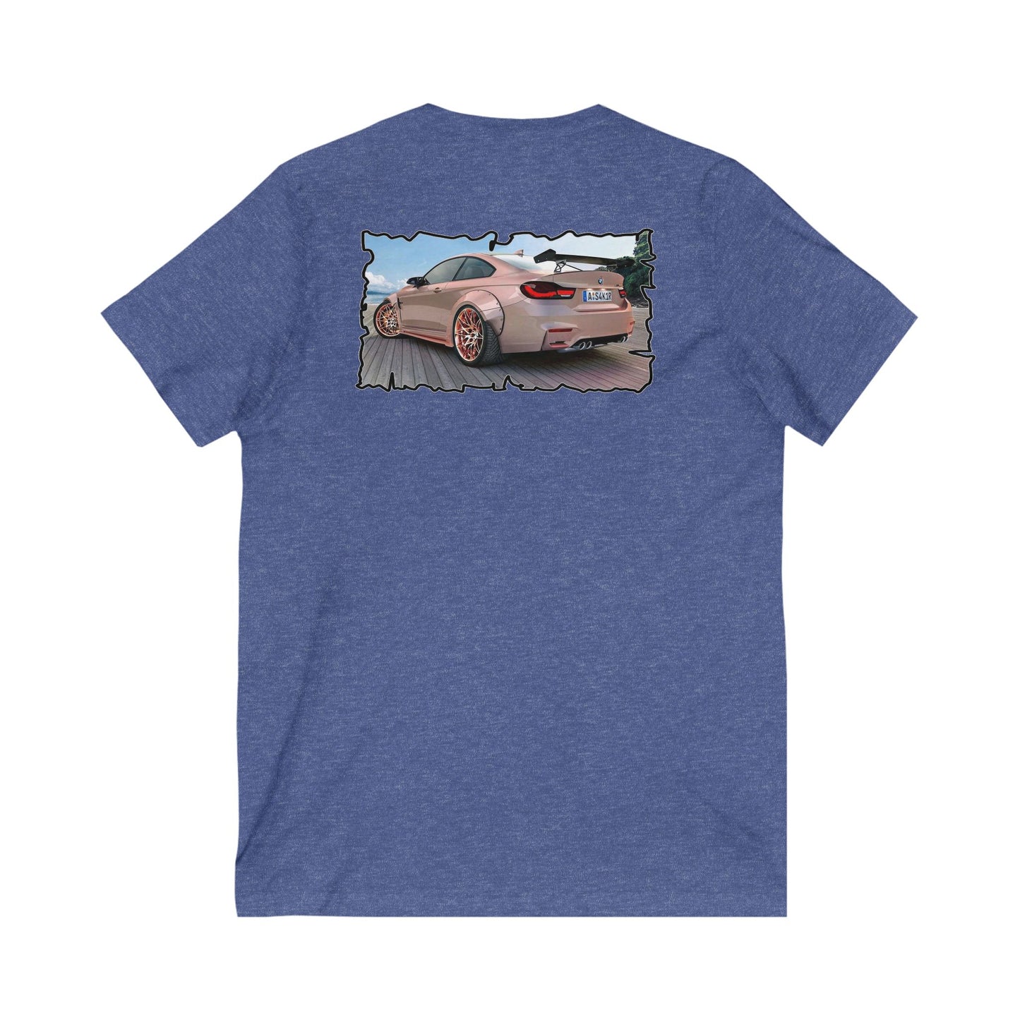 Customized pink BMW M3 (Unisex Jersey Short Sleeve V-neck - Comfortable Everyday Wear)