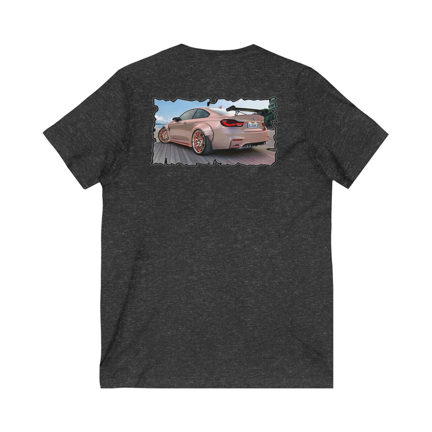 Customized pink BMW M3 (Unisex Jersey Short Sleeve V-neck - Comfortable Everyday Wear)