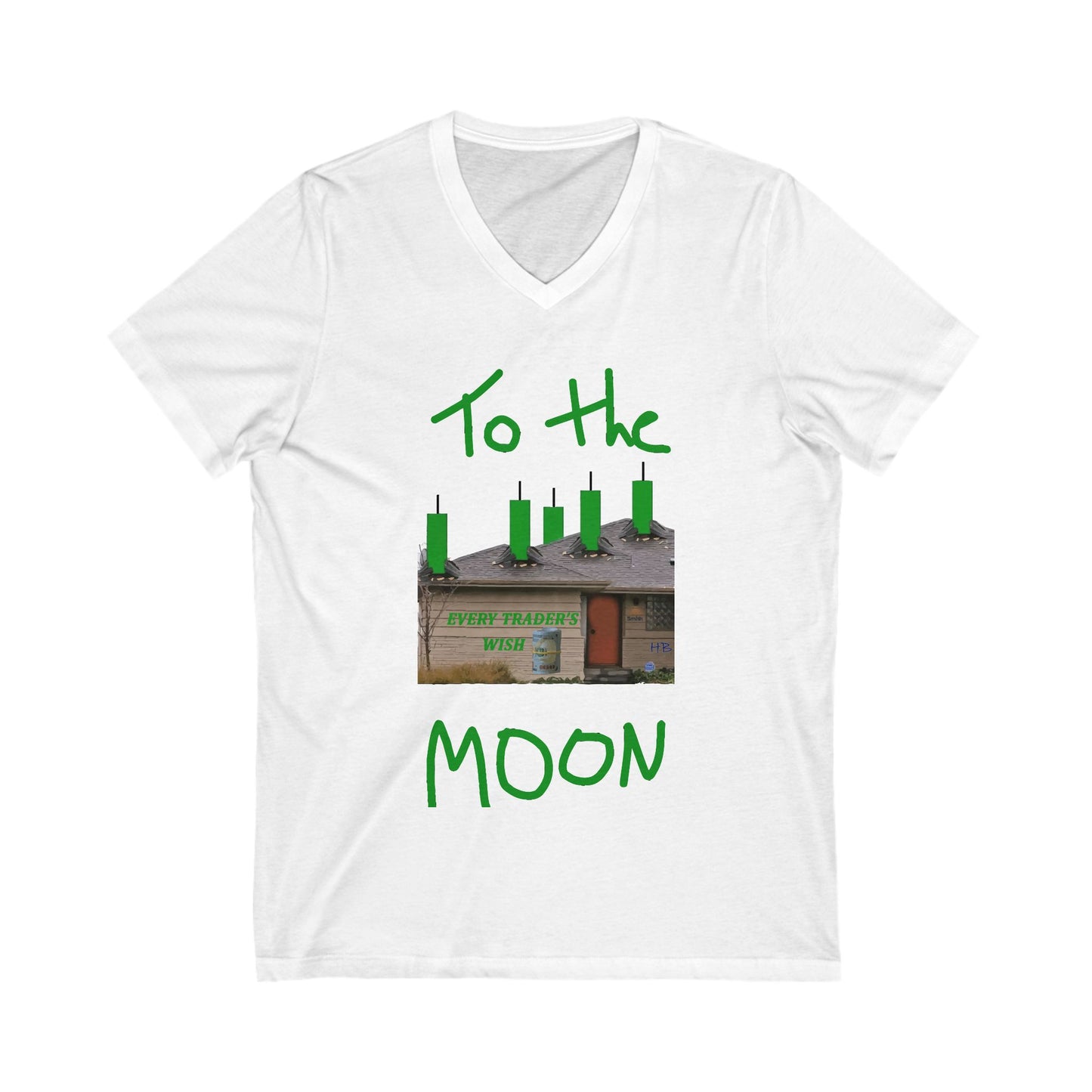 Every stock market trader's dream going to the Moon (Unisex Jersey Short Sleeve V-neck - Comfortable Everyday Wear)