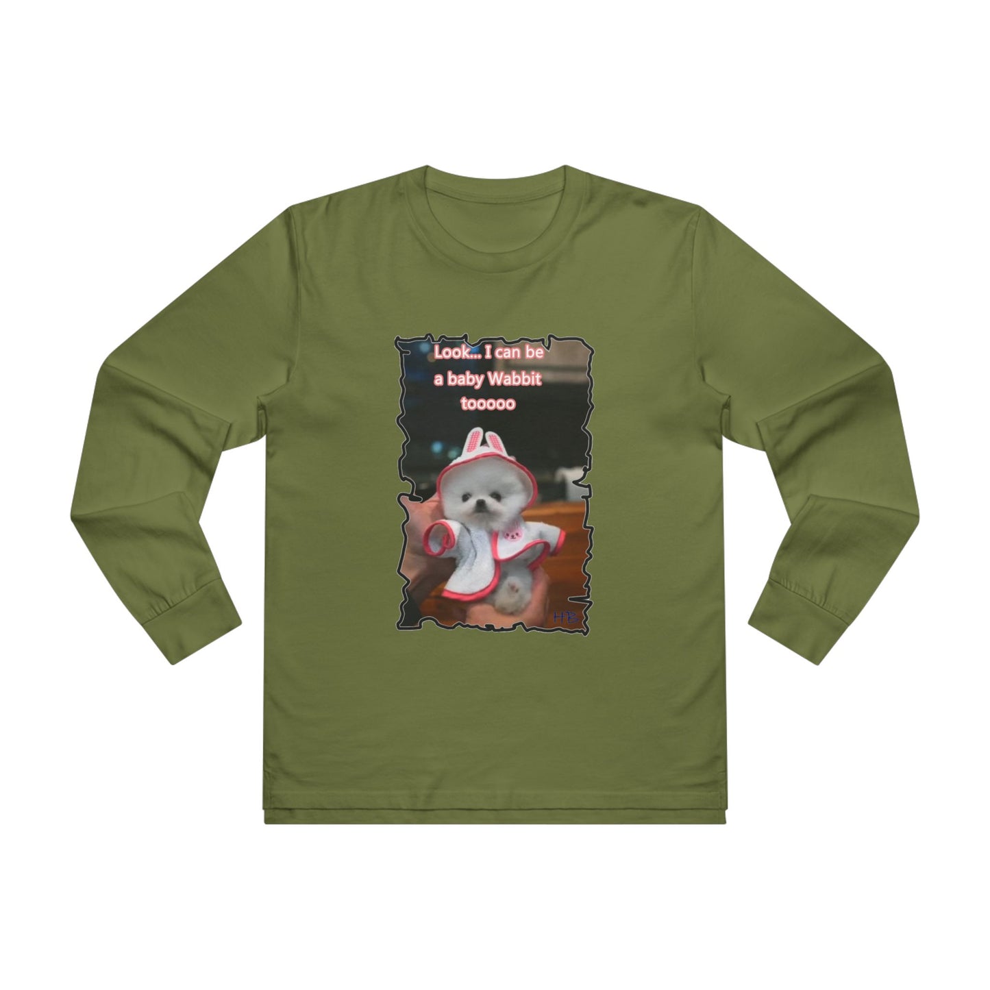 Bichon Maltese puppy dressed in a cute rabbit costume (Men's Base Longsleeve Tee - All-Season Wear)