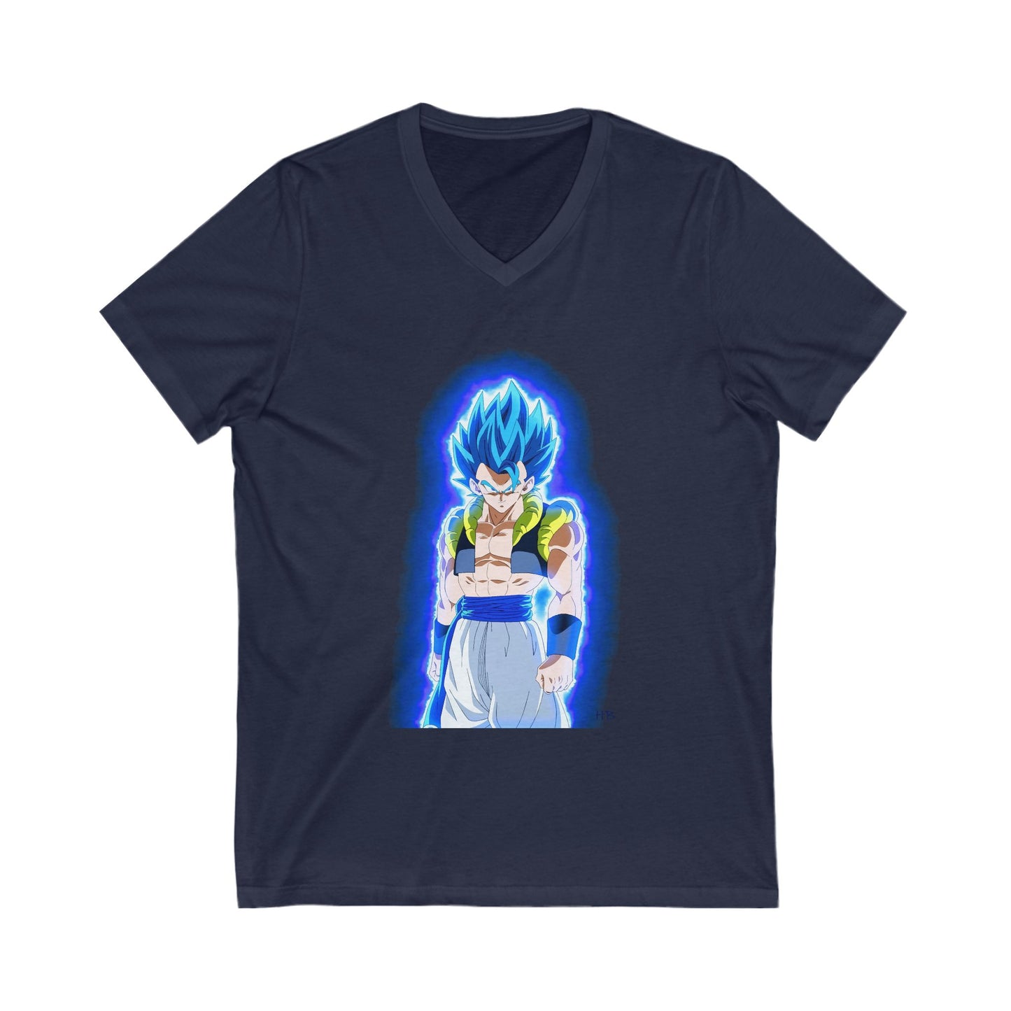 Superhero in Blue in max level (Unisex Jersey Short Sleeve V-neck - Comfortable Everyday Wear)